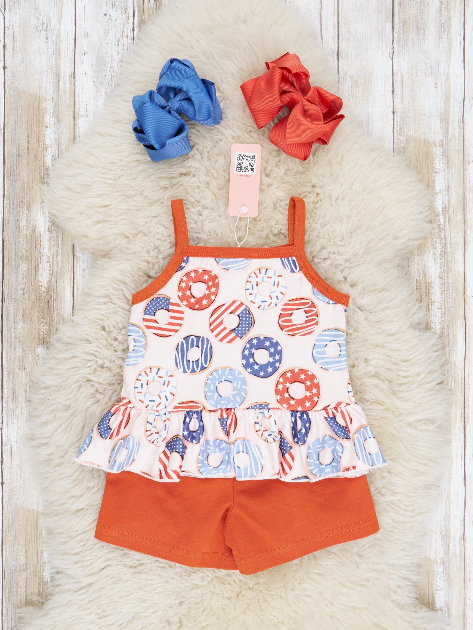 Patriotic Donut Ruffle Outfit - Marie Nicole Clothing