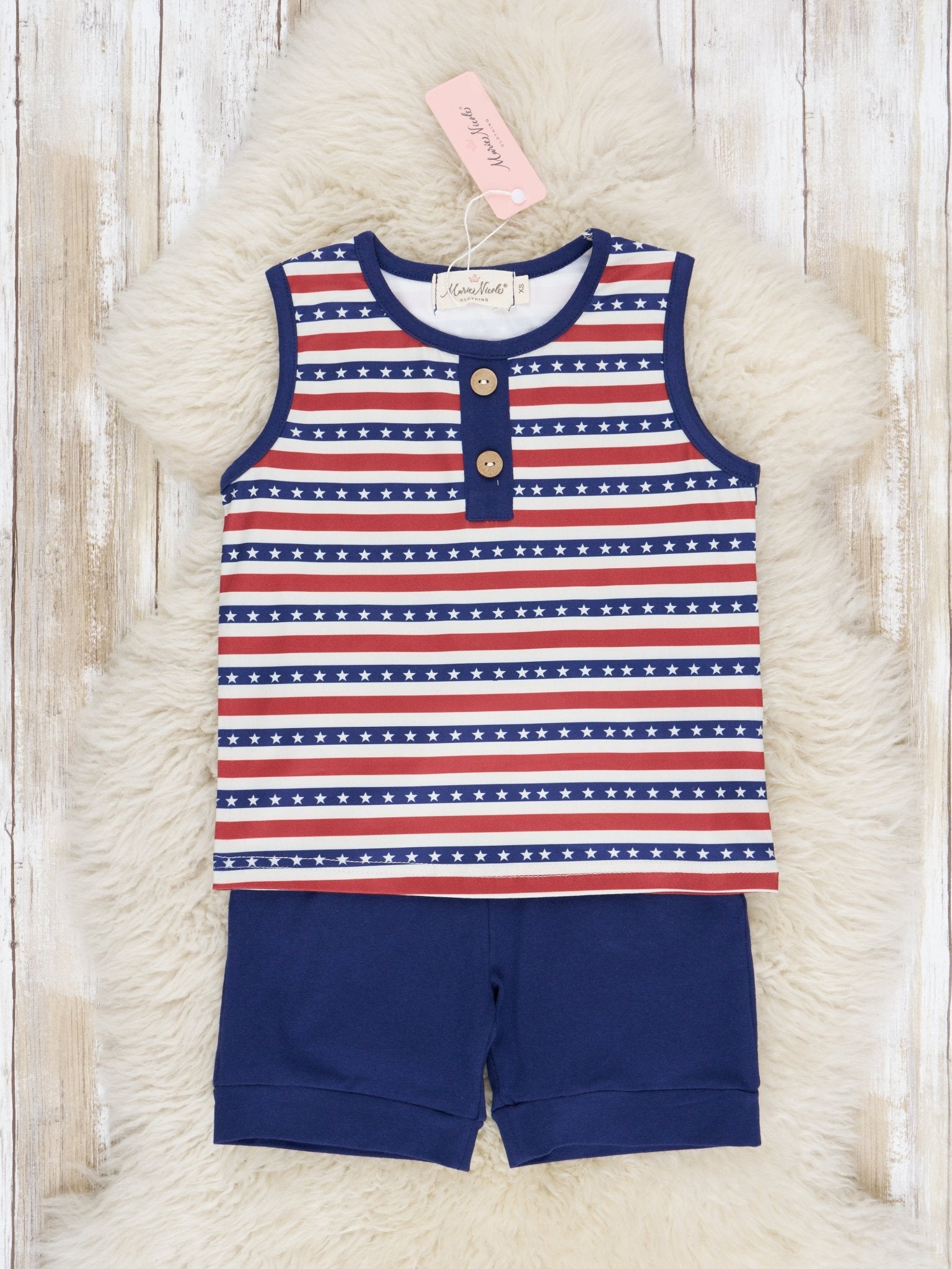 Navy Stars & Stripes Outfit - Marie Nicole Clothing