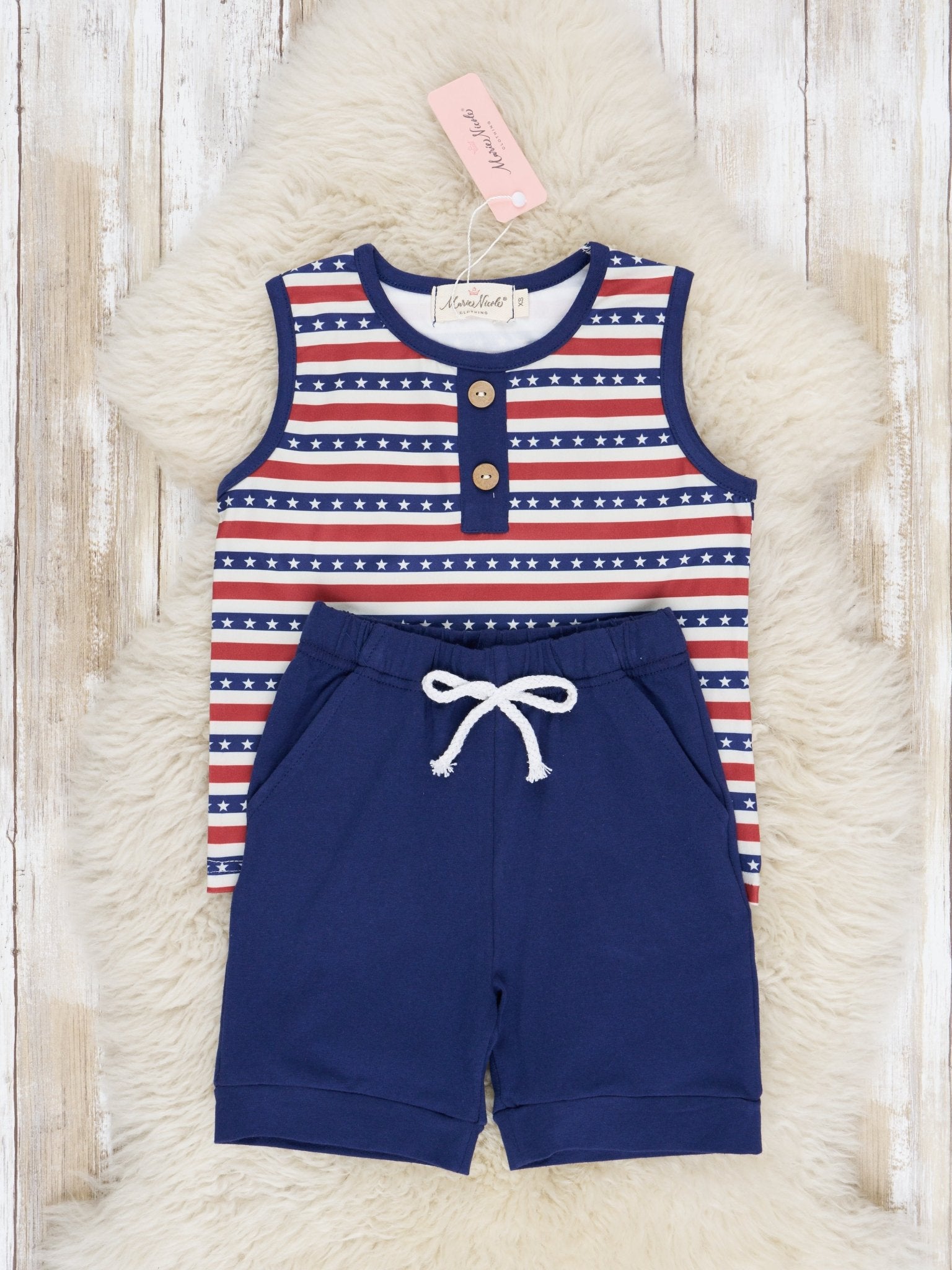 Navy Stars & Stripes Outfit - Marie Nicole Clothing