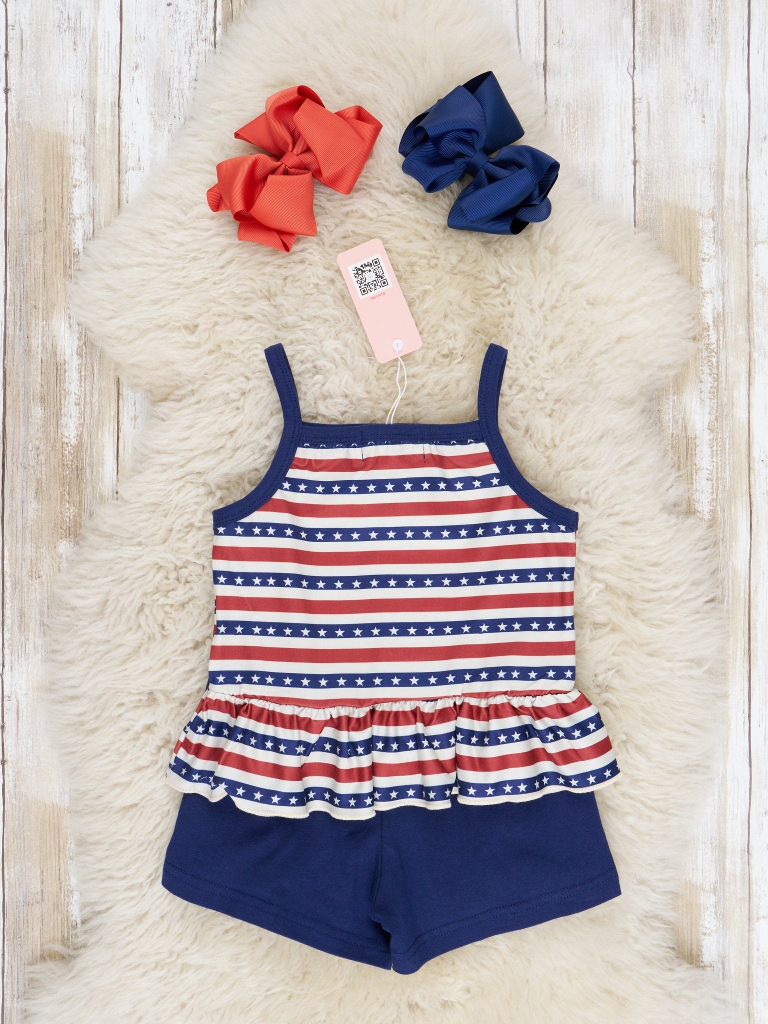 Navy Stars & Stripes Ruffle Outfit - Marie Nicole Clothing