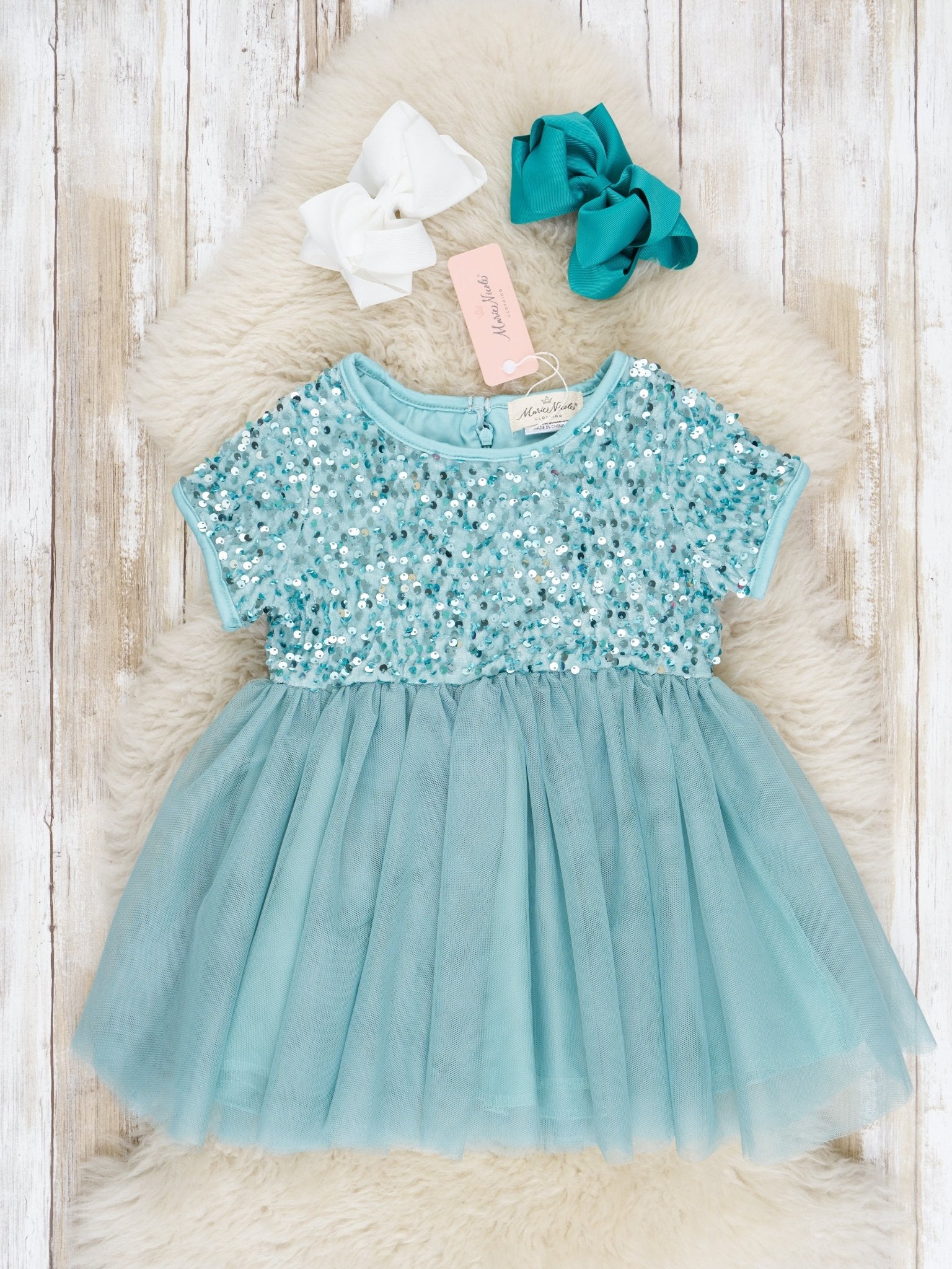 Mint Sparkly Tulle Swing Dress - Marie Nicole Clothing