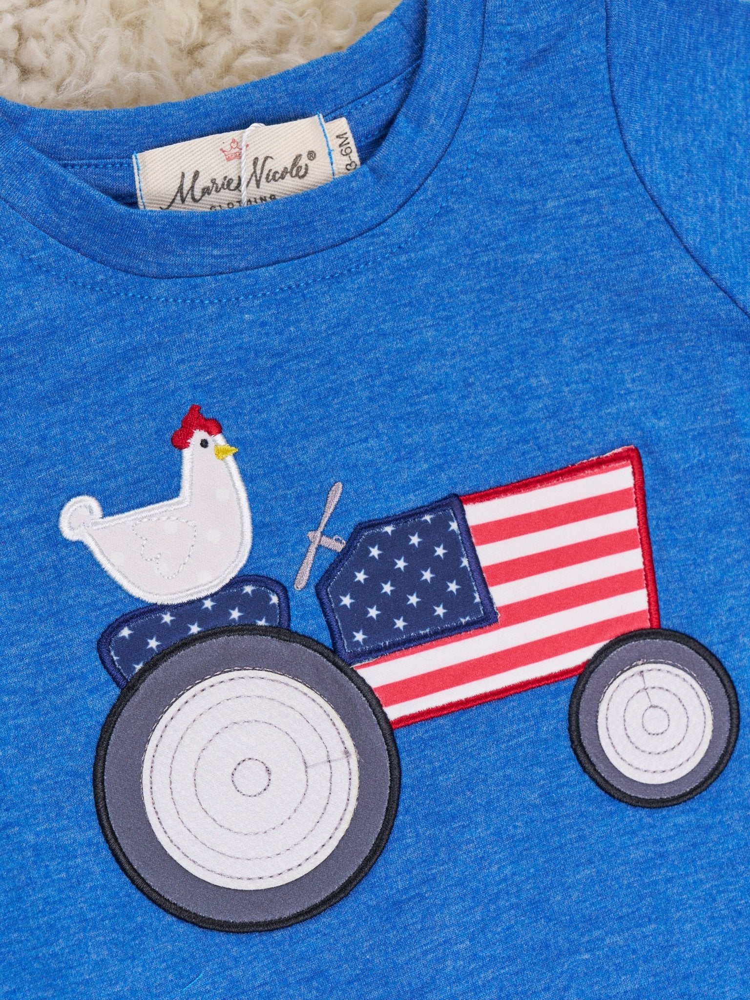 Patriotic Chicken Tractor Romper - Marie Nicole Clothing