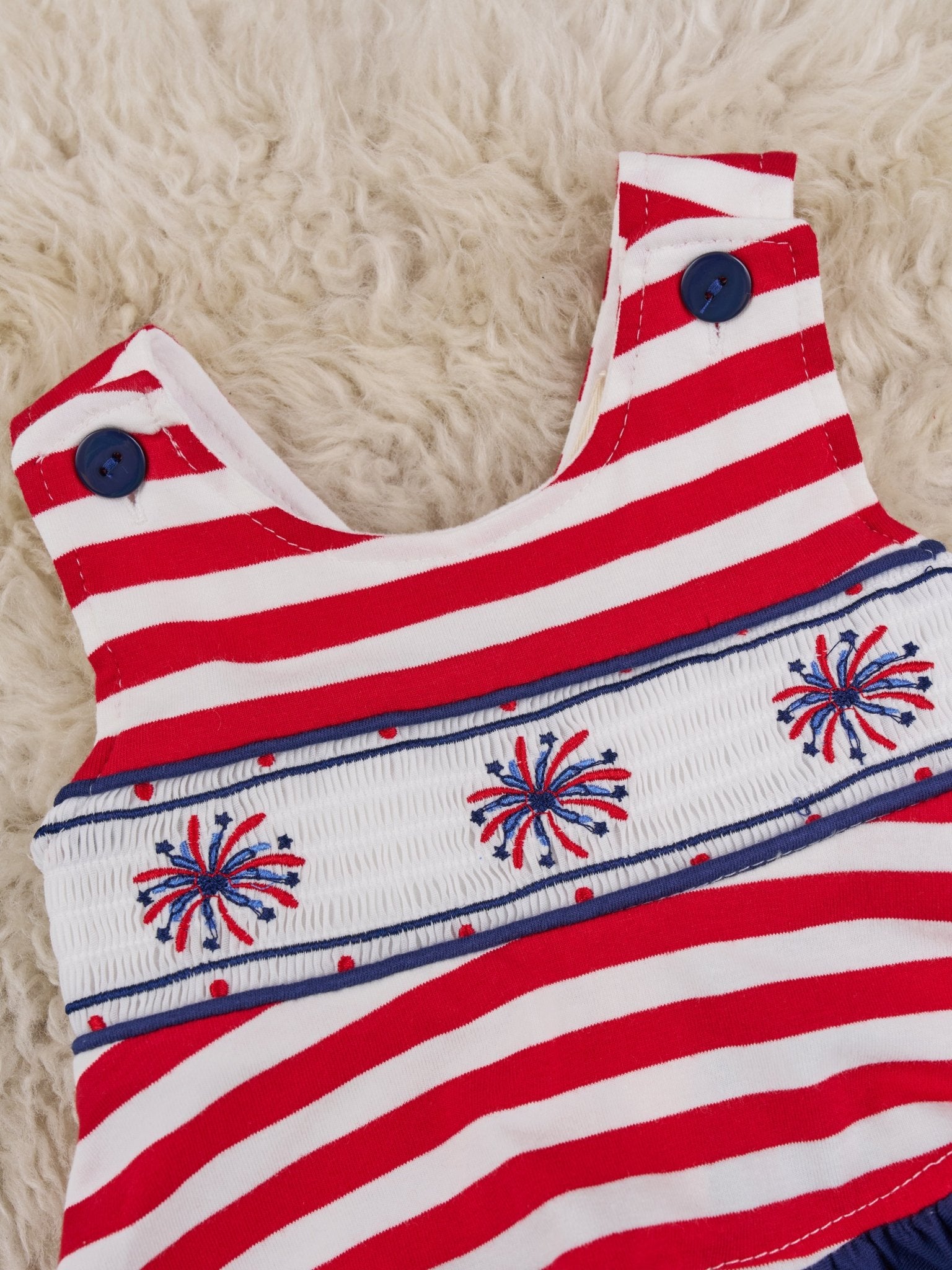 Striped Smocked Firework Bloomers Outfit - Marie Nicole Clothing