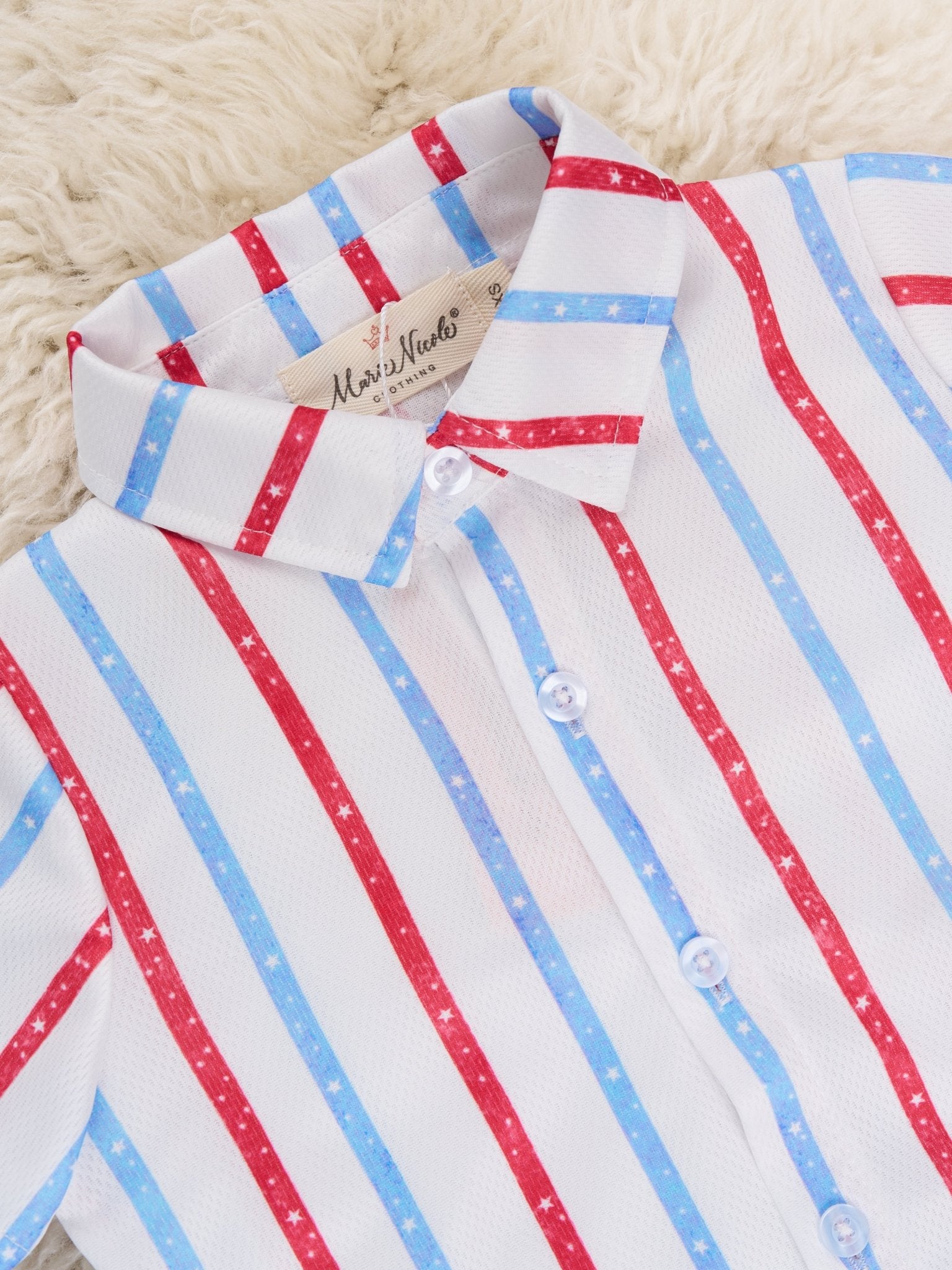 Red White & Blue Striped Polo - Marie Nicole Clothing