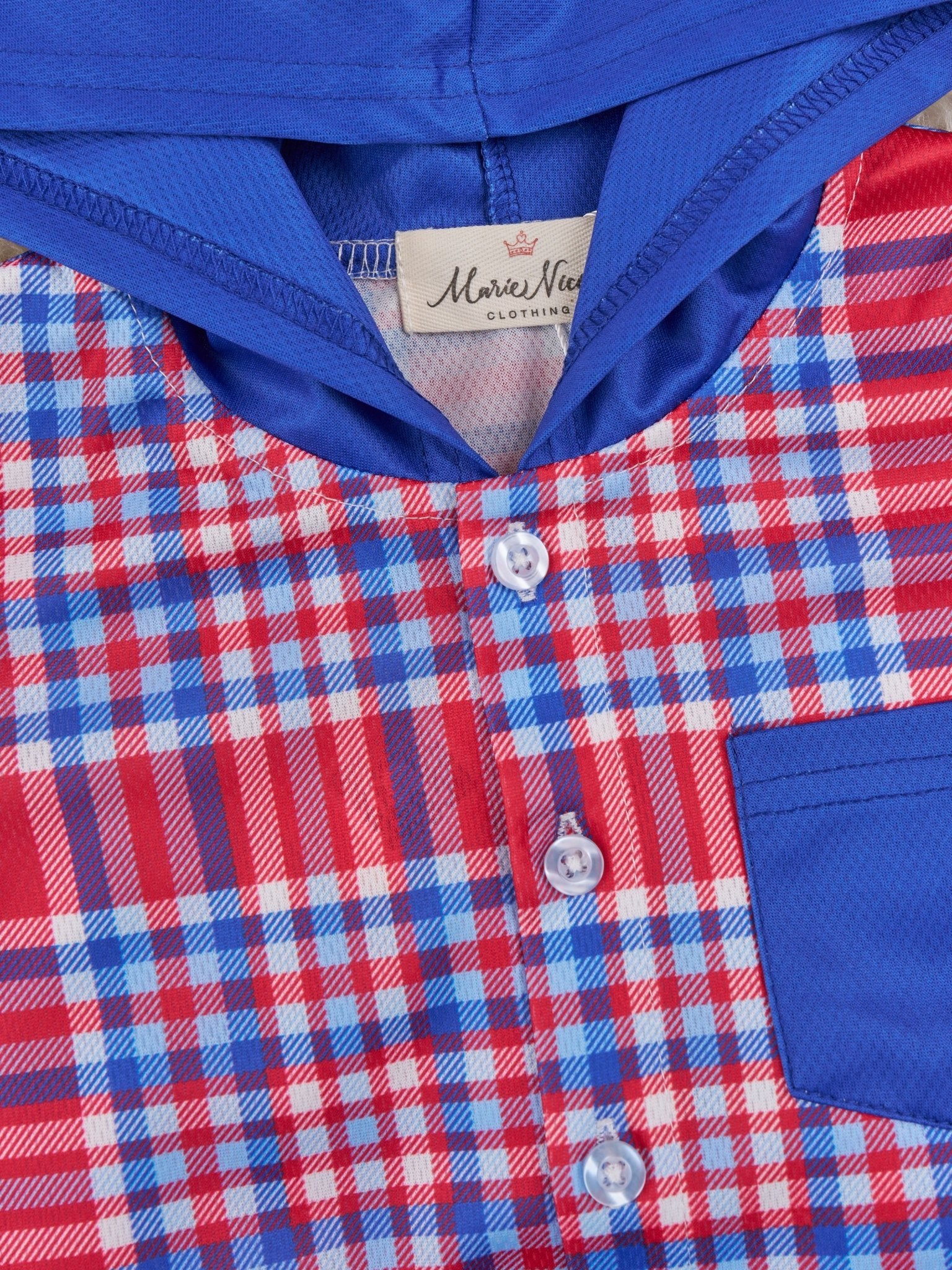 Red & Blue Plaid Hooded Shirt - Marie Nicole Clothing
