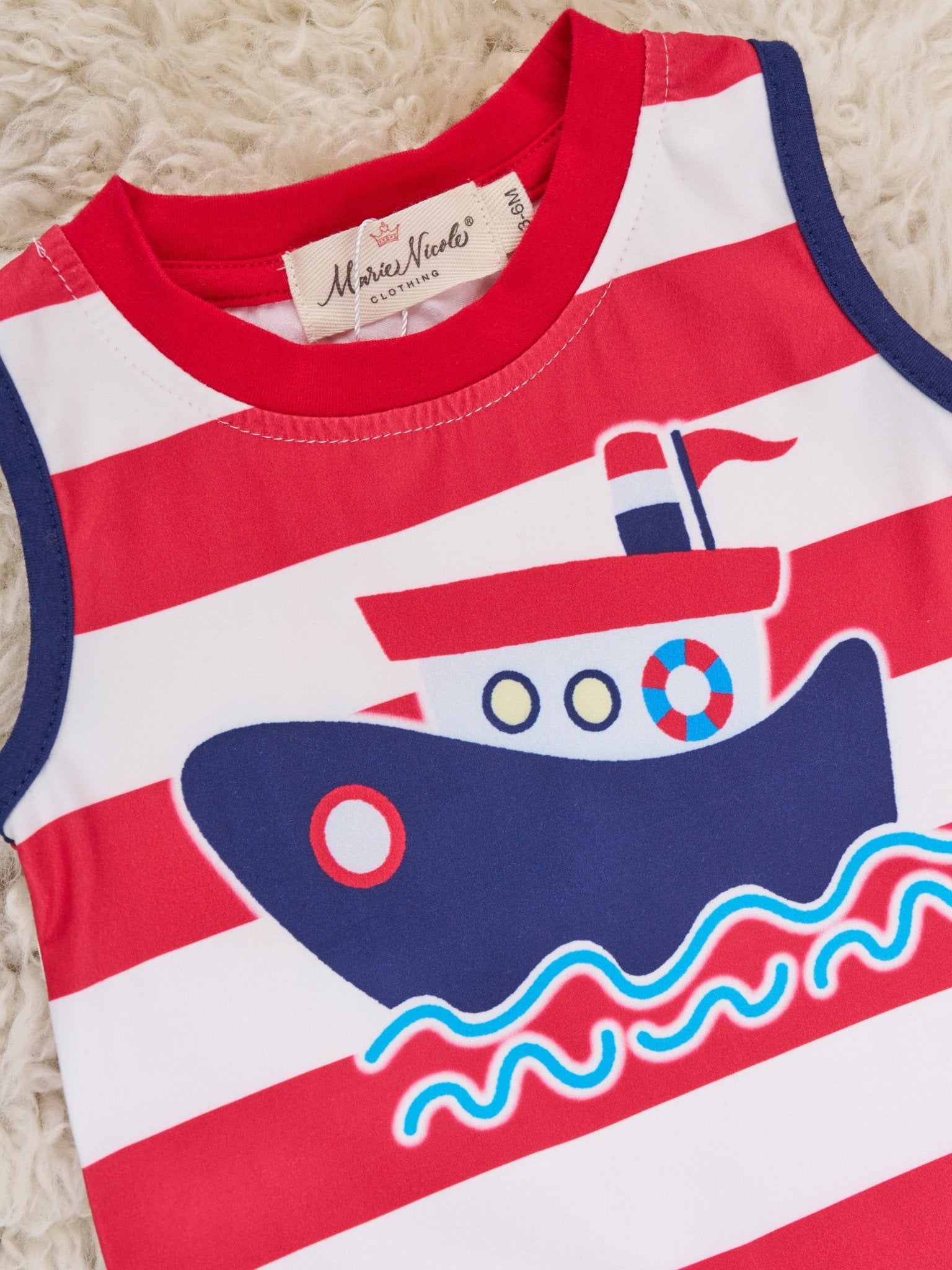 Red Striped Sailboat Johnny - Marie Nicole Clothing
