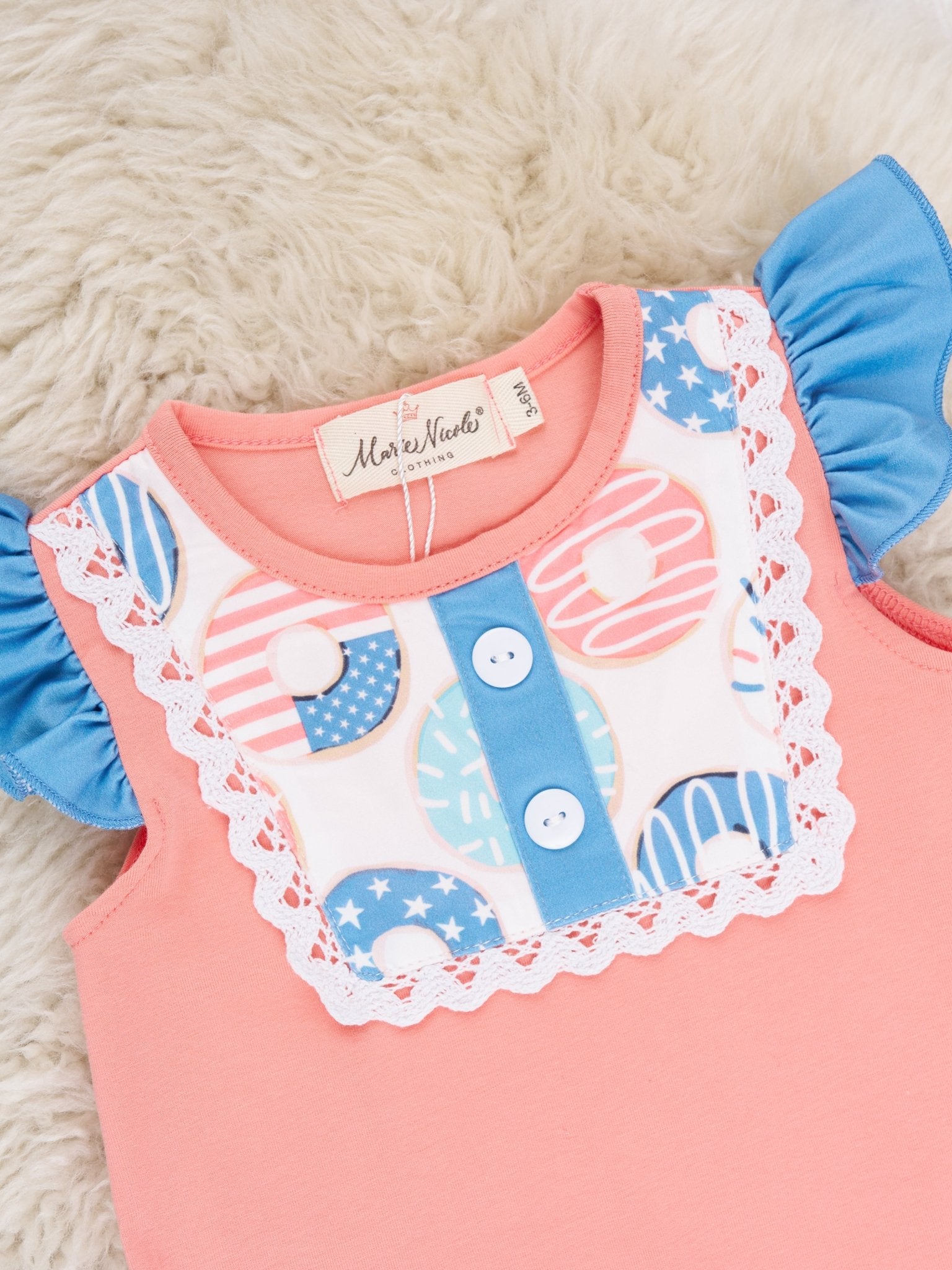 Patriotic Donut Ruffle Romper - Marie Nicole Clothing