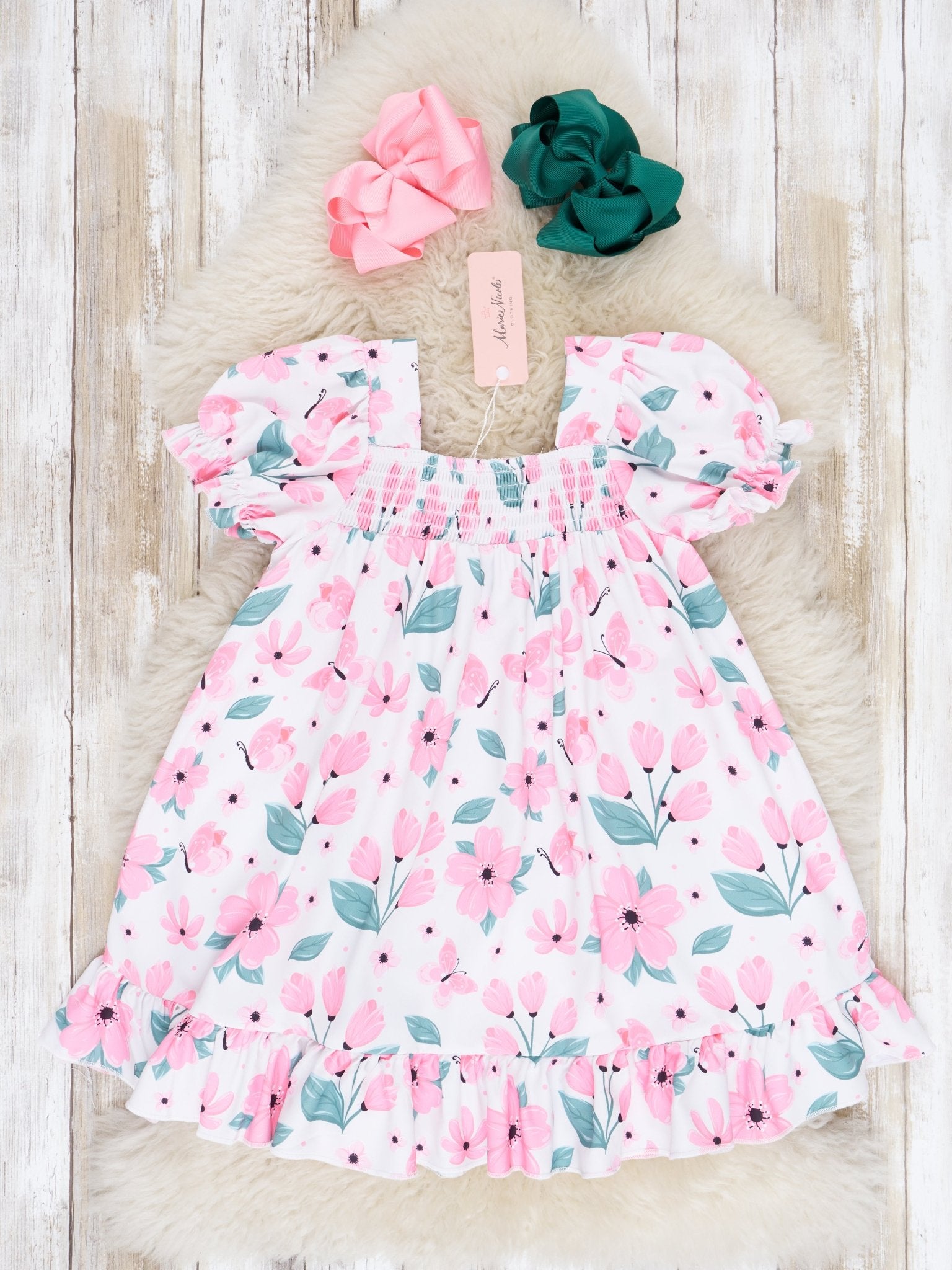Pink Daffodil Ruffle Dress - Marie Nicole Clothing