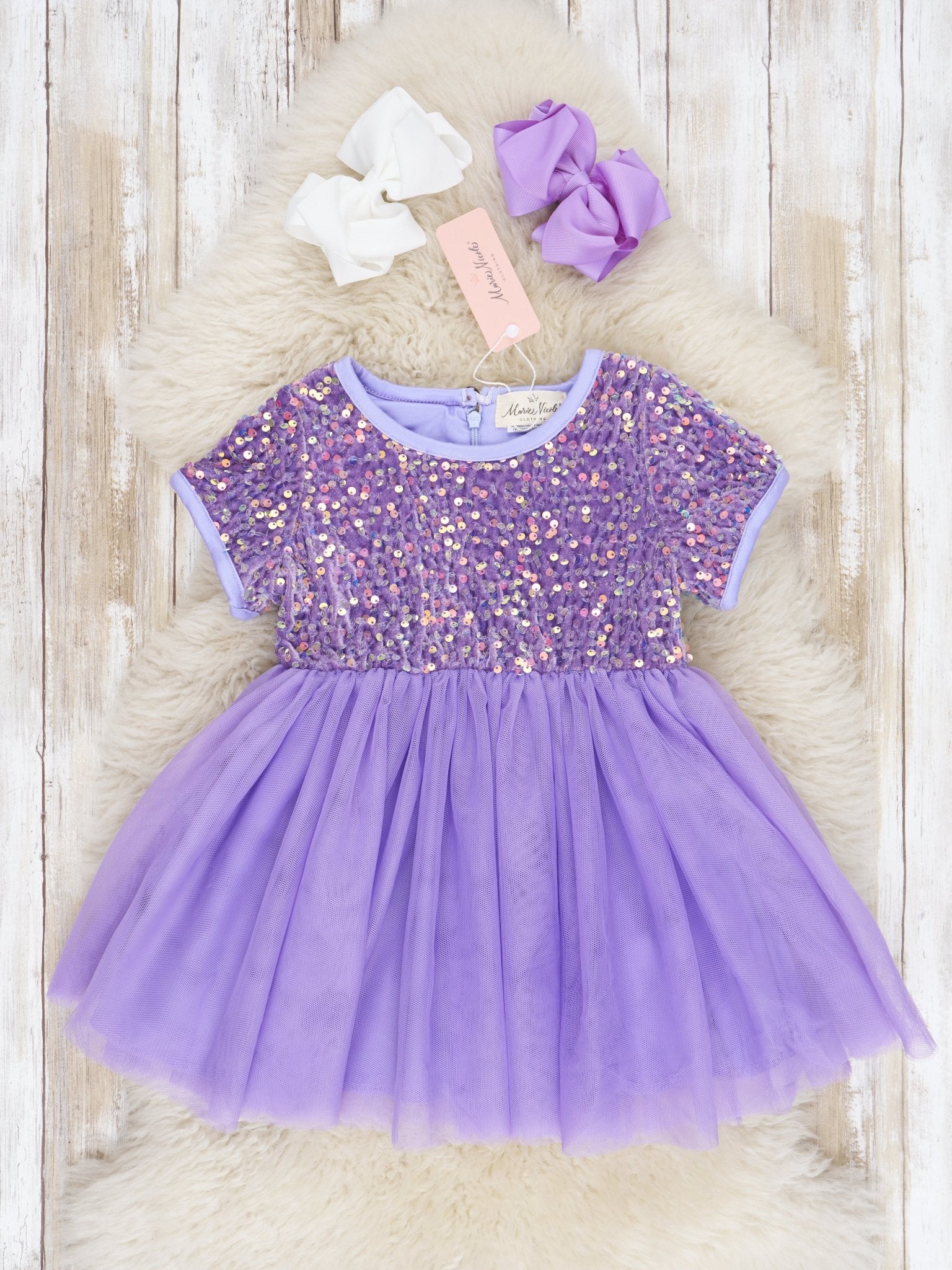 Purple Sparkly Tulle Dress - Marie Nicole Clothing