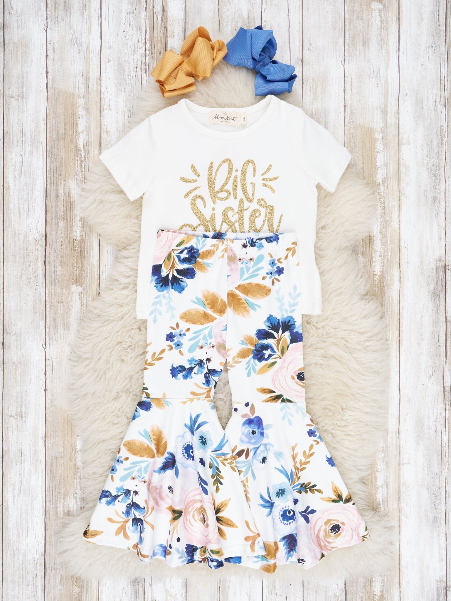 "Big Sister" Floral Bell Bottom Outfit - Marie Nicole Clothing