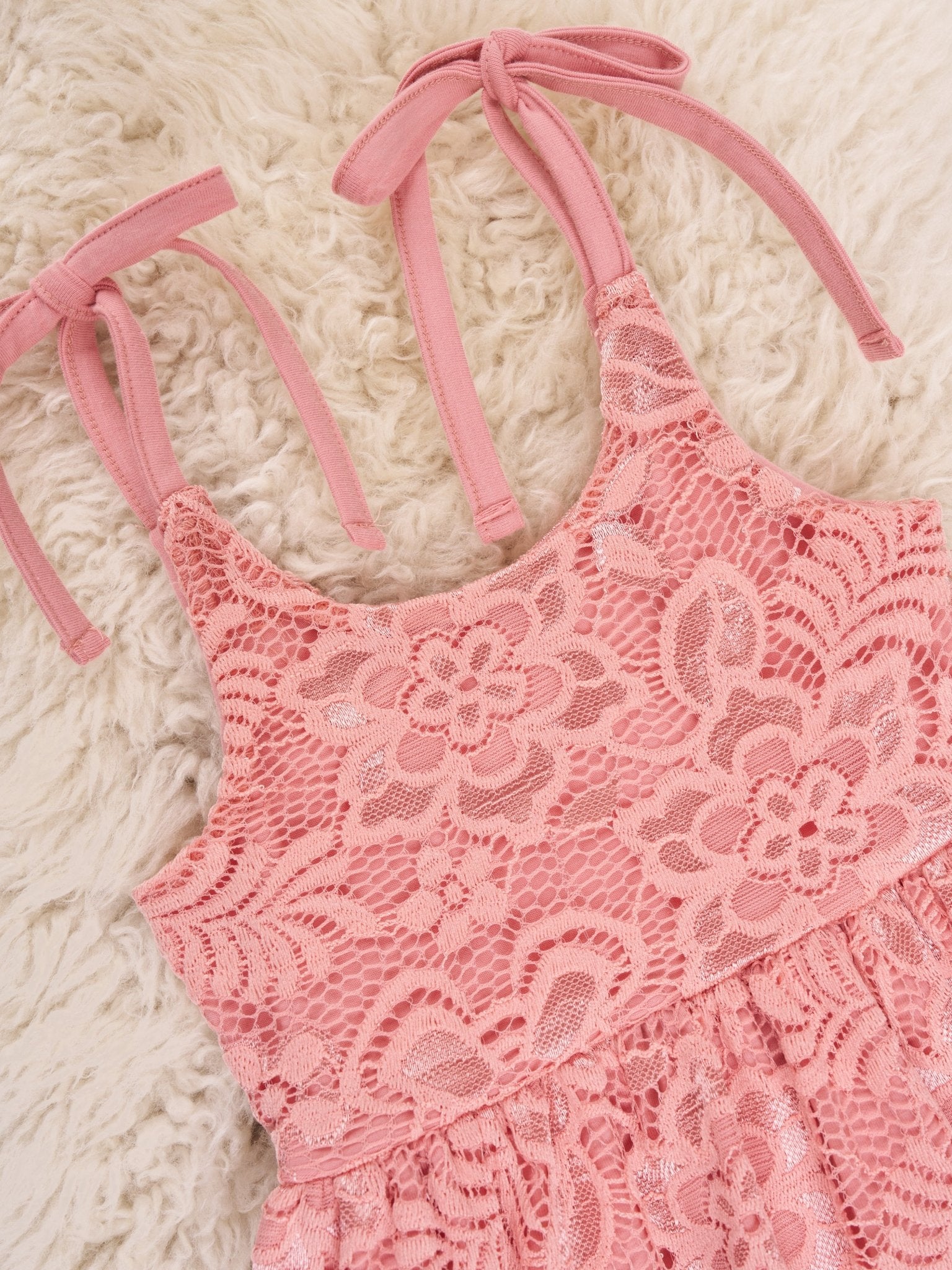 Mauve Floral Lace Tie Tank Dress - Marie Nicole Clothing