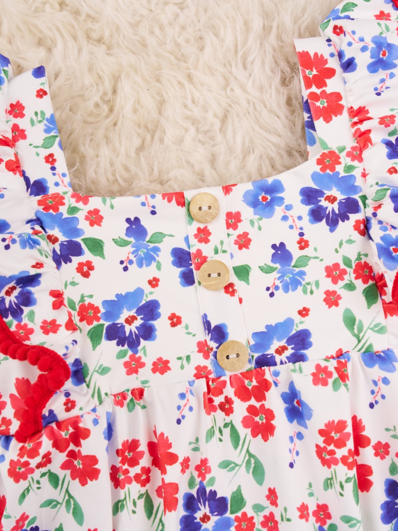 Red White & Blue Poppy Ruffle Bubble Romper - Marie Nicole Clothing