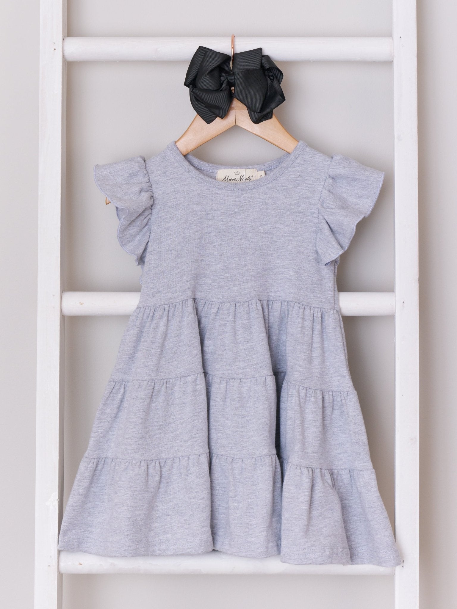 Mom & Me Grey Tiered Ruffle Dress - Marie Nicole Clothing