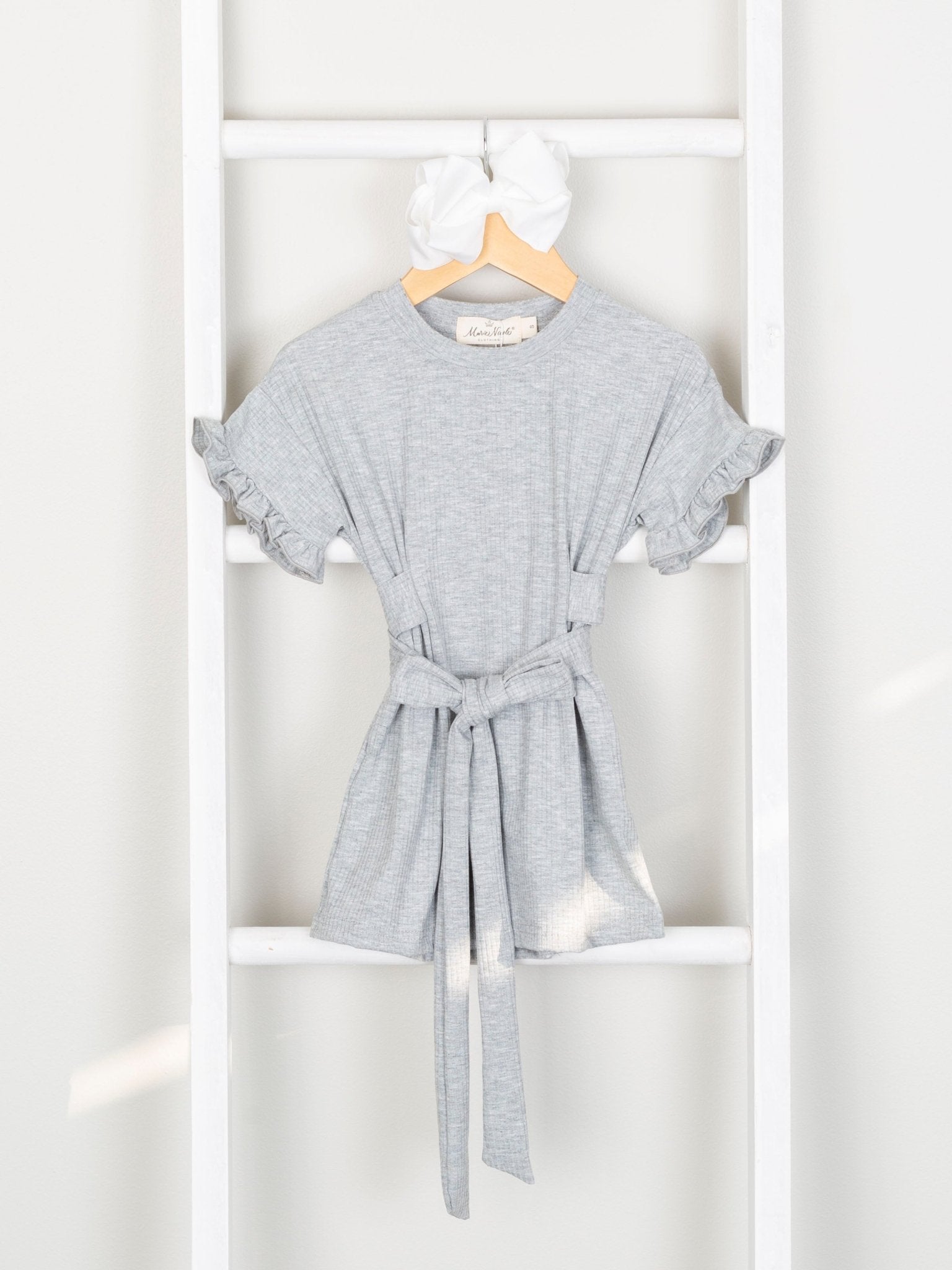 Mom & Me Heather Grey Ribbed Ruffle Dress & Bubble - Marie Nicole Clothing