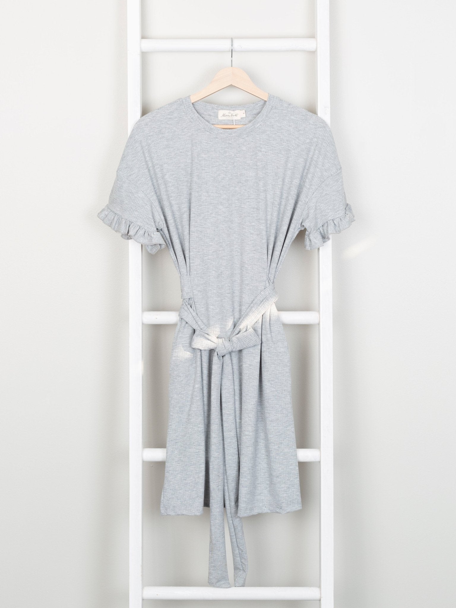 Mom & Me Heather Grey Ribbed Ruffle Dress & Bubble - Marie Nicole Clothing