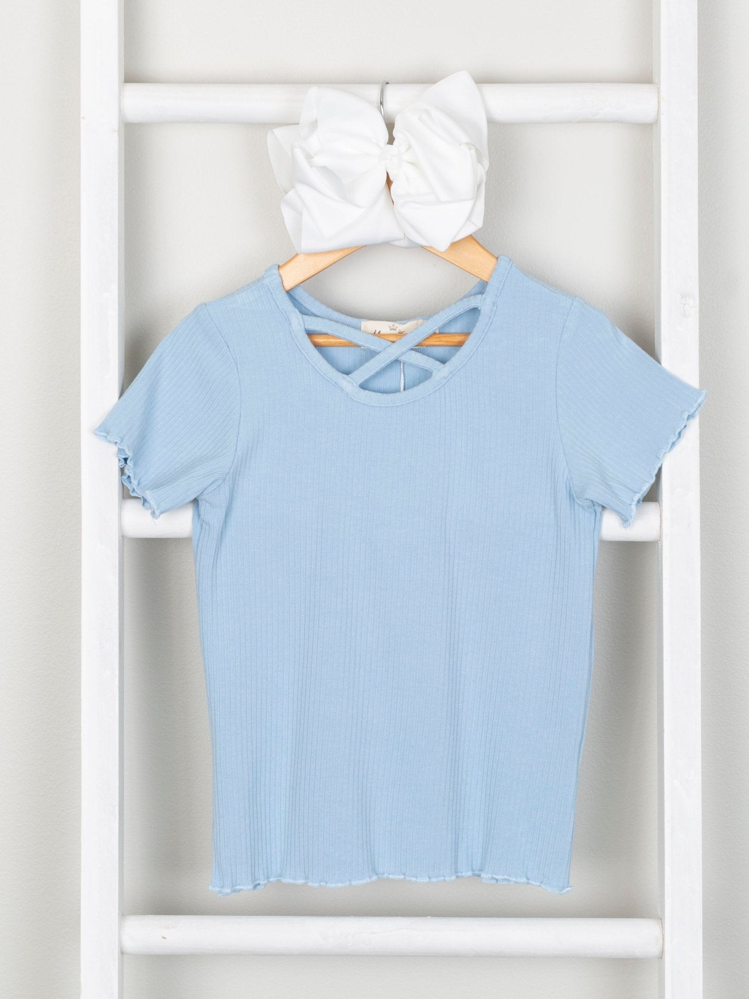 Blue Criss Cross Top - Marie Nicole Clothing