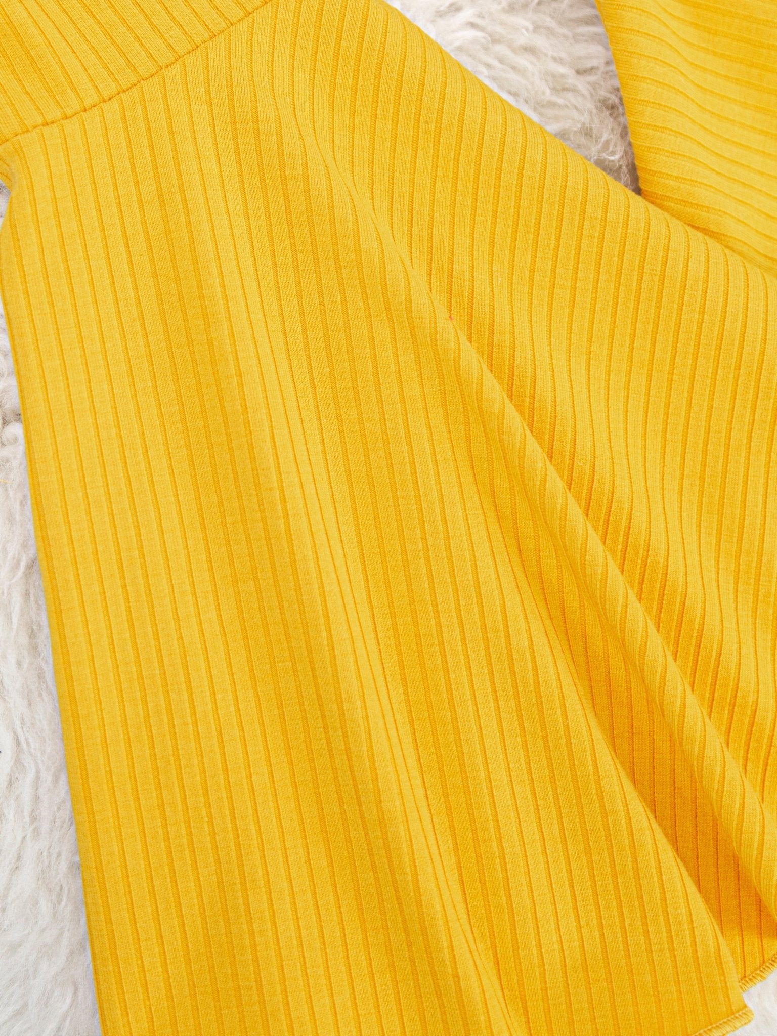 Ribbed Mustard Bell Bottoms - Marie Nicole Clothing