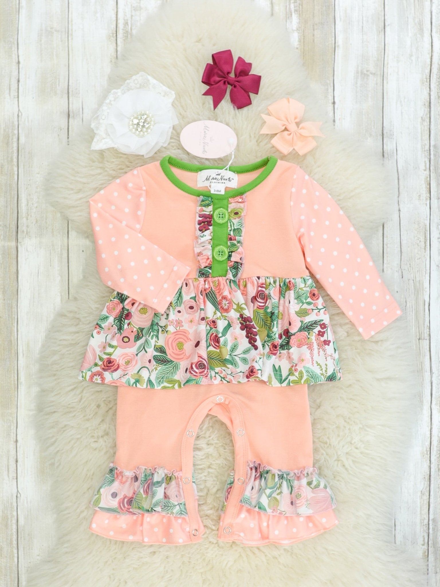Pink & Green Floral Dressy Romper - Marie Nicole Clothing