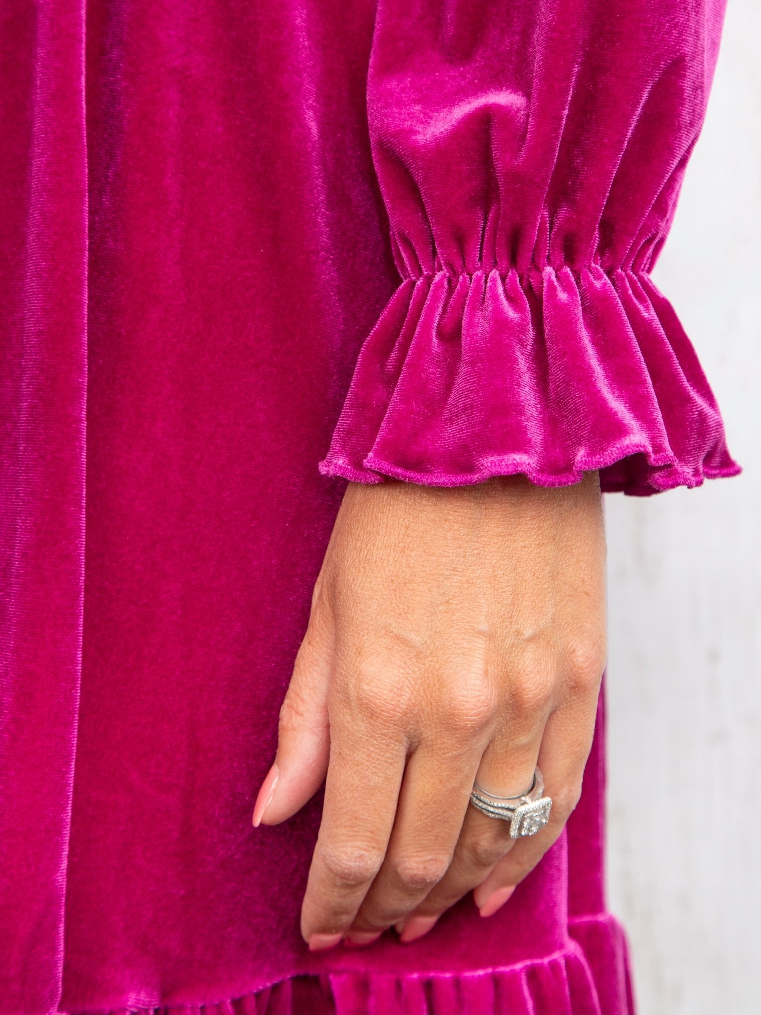 Mom & Me Velvet Magenta Ruffle Dress - Marie Nicole Clothing