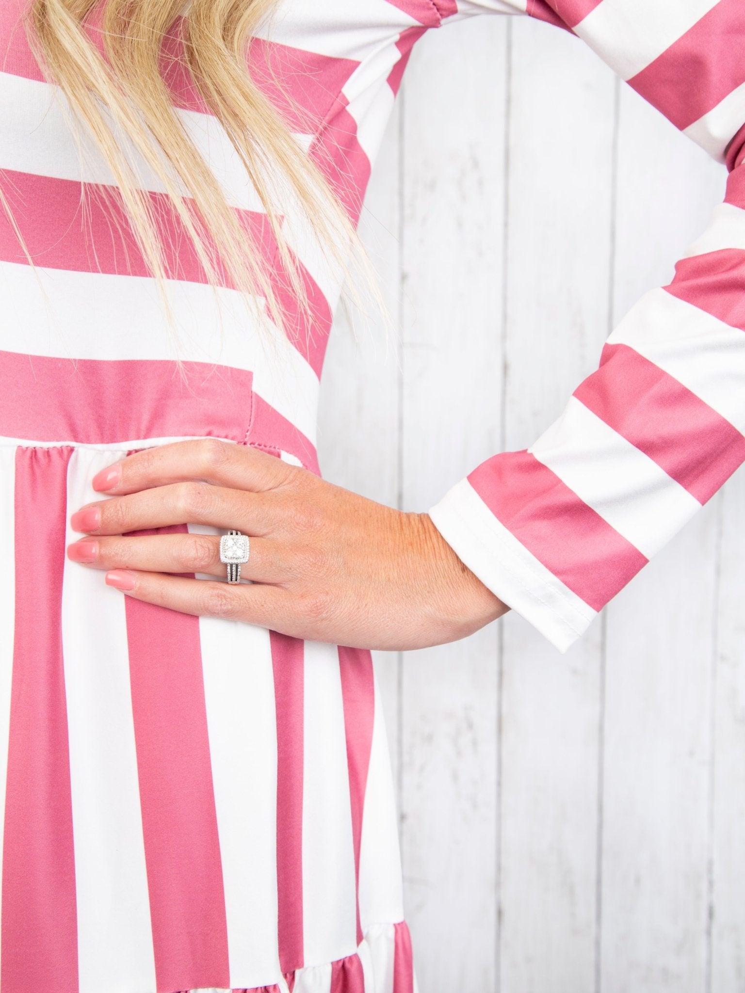 Mom & Me Raspberry Red Striped Long Sleeve Swing Dress - Marie Nicole Clothing