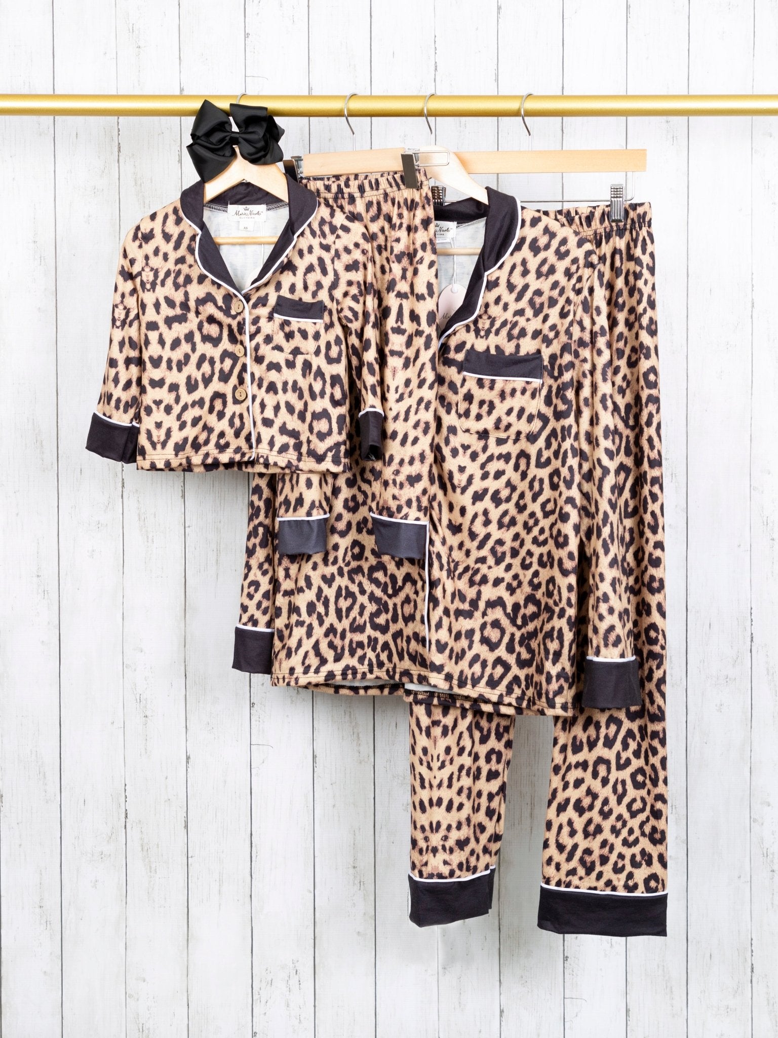 Mom & Me Leopard Print Pocket Pajama Set - Marie Nicole Clothing