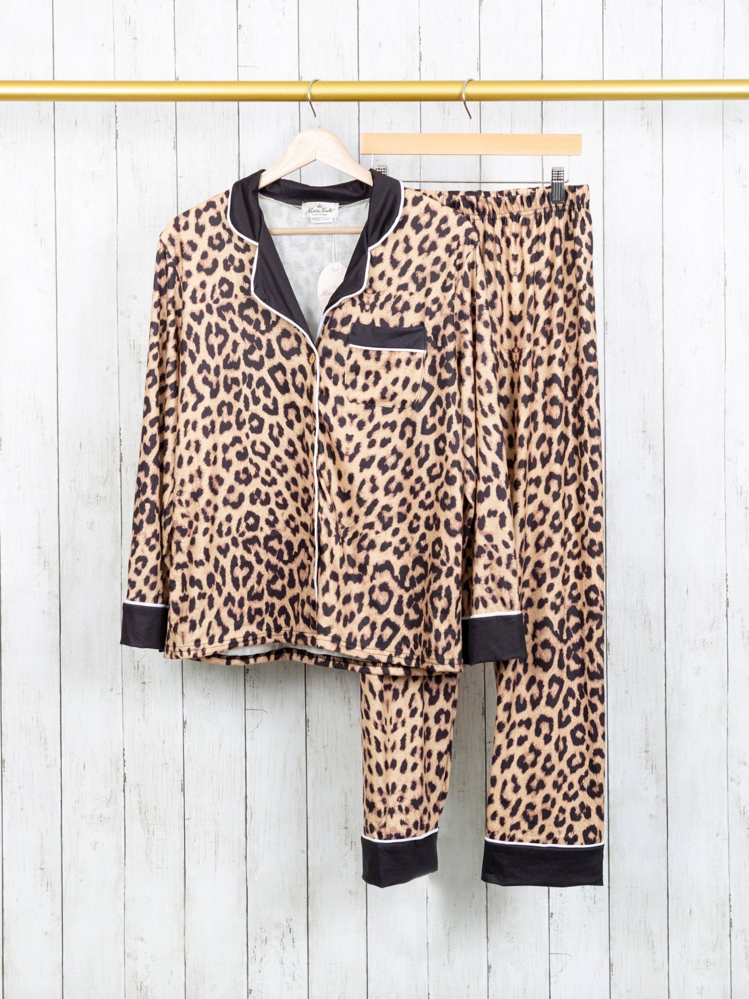 Mom & Me Leopard Print Pocket Pajama Set - Marie Nicole Clothing