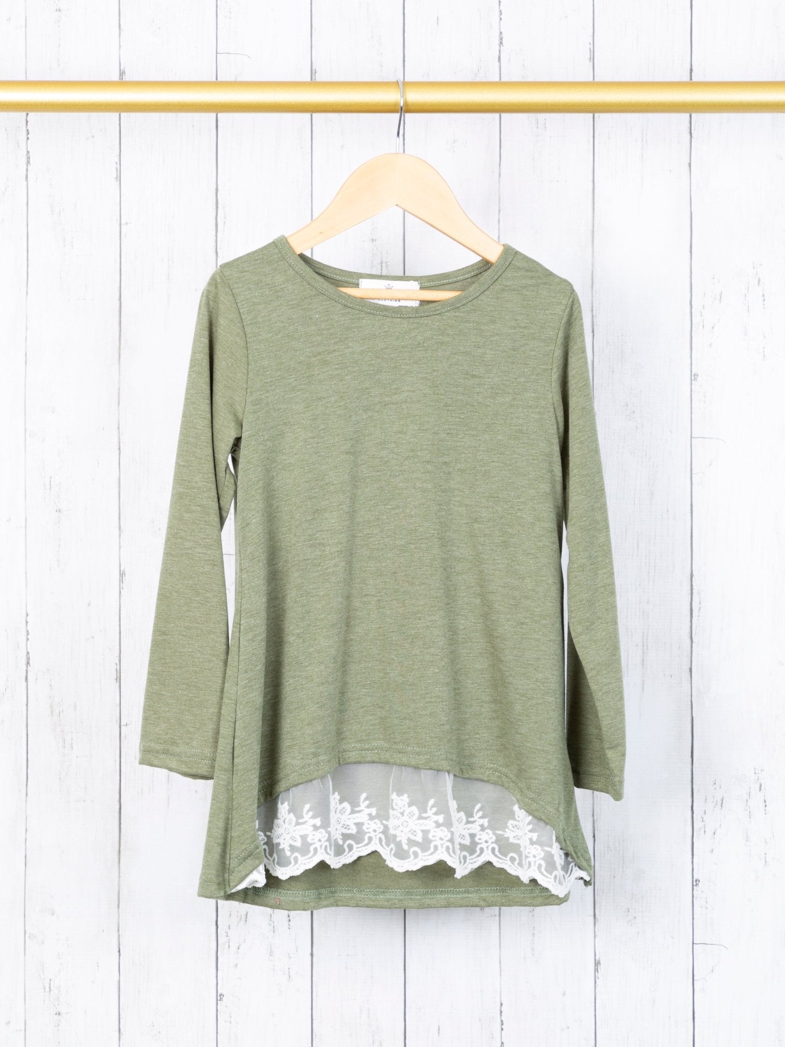 Mom & Me Olive Green Lace Swing Top - Marie Nicole Clothing