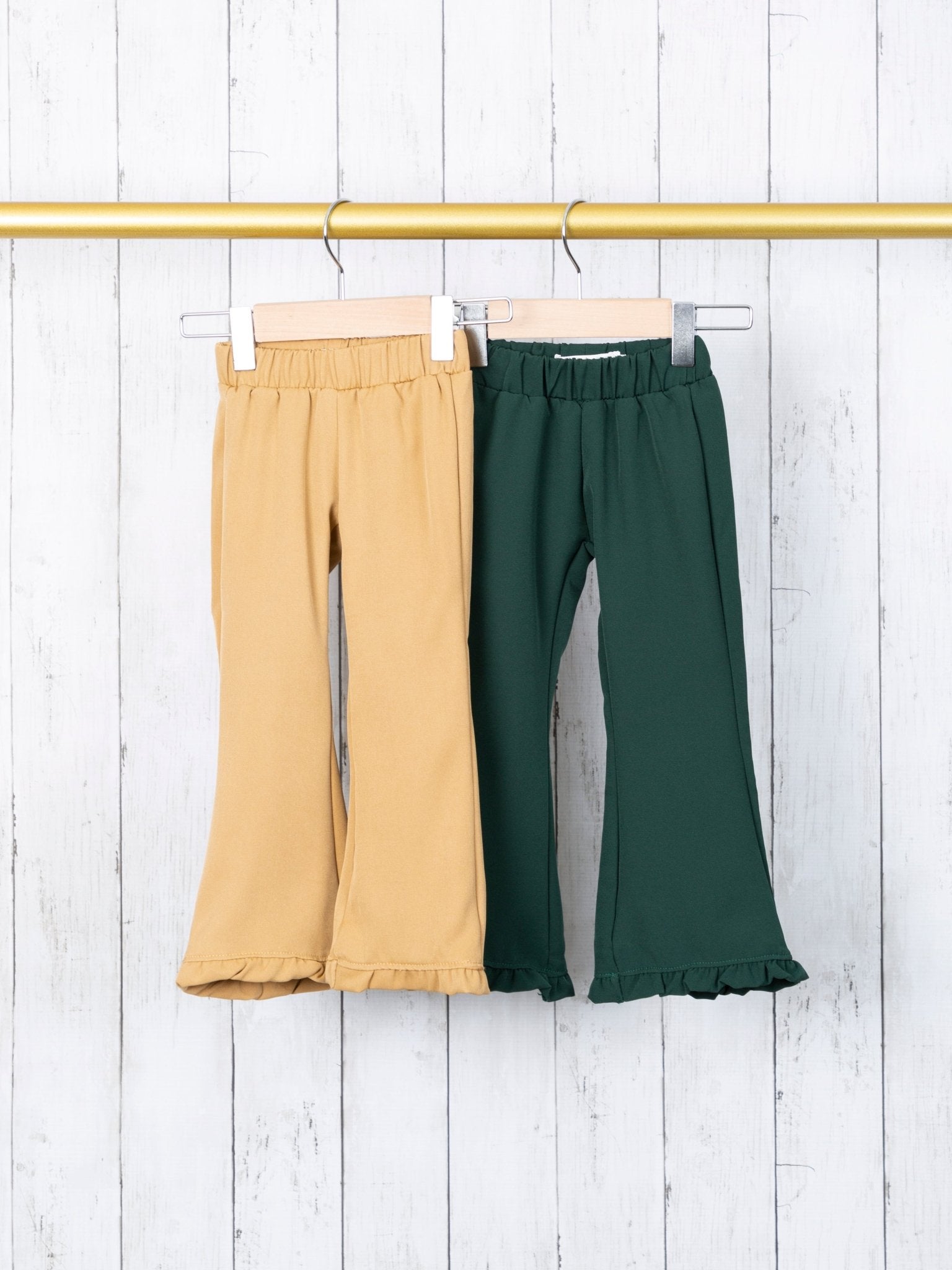 Forest Green Ruffle Bell Bottoms - Marie Nicole Clothing