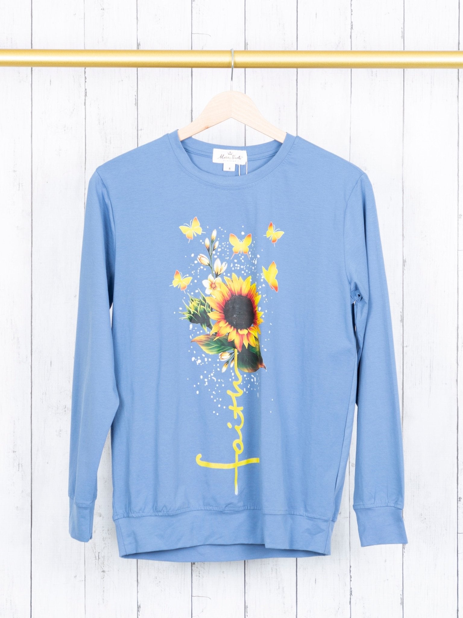 Mom & Me Blue "Faith" Sunflower Pullover - Marie Nicole Clothing