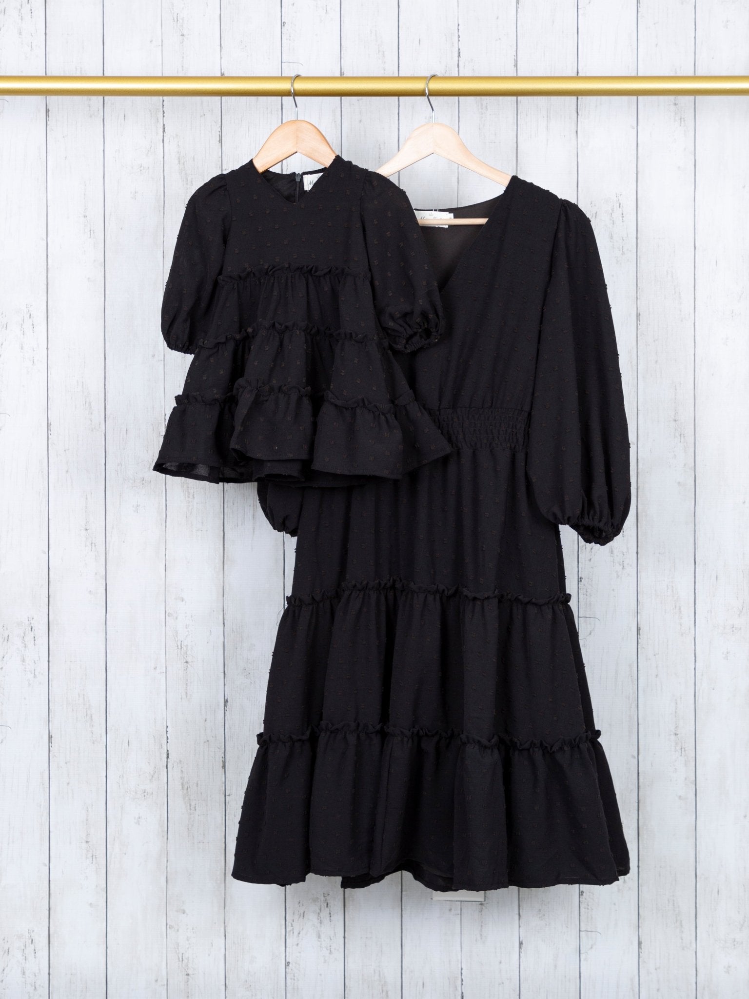 Mom Black Swiss Dot Tiered Dress - Marie Nicole Clothing