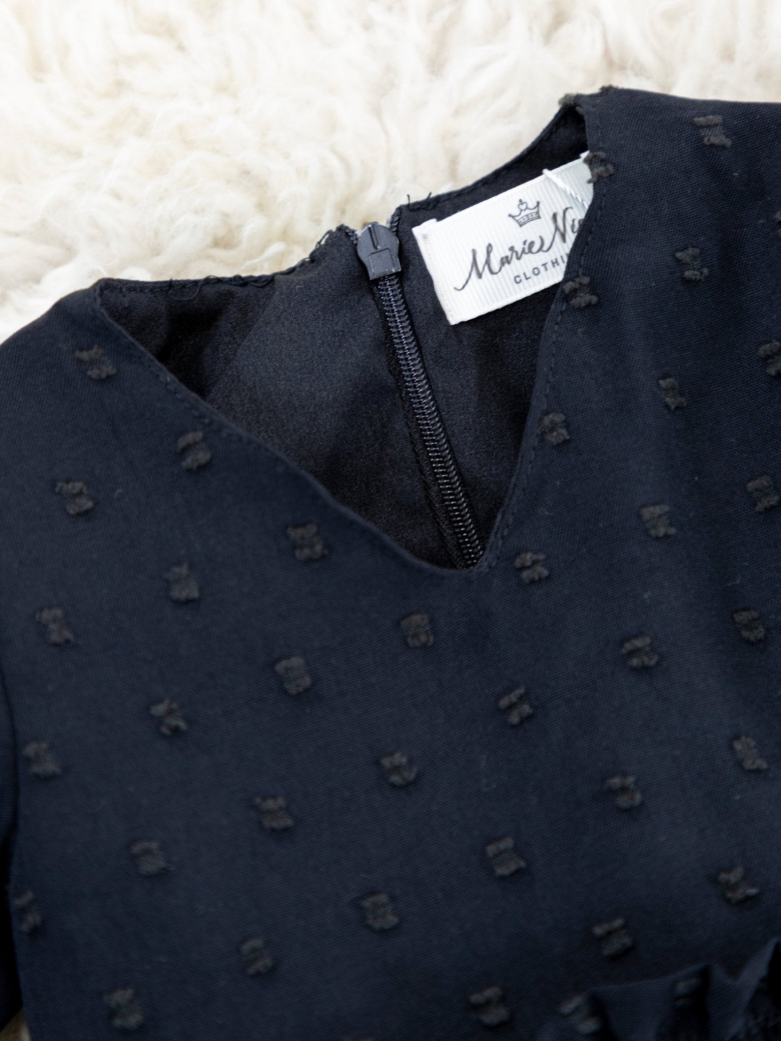 Mom Black Swiss Dot Tiered Dress - Marie Nicole Clothing