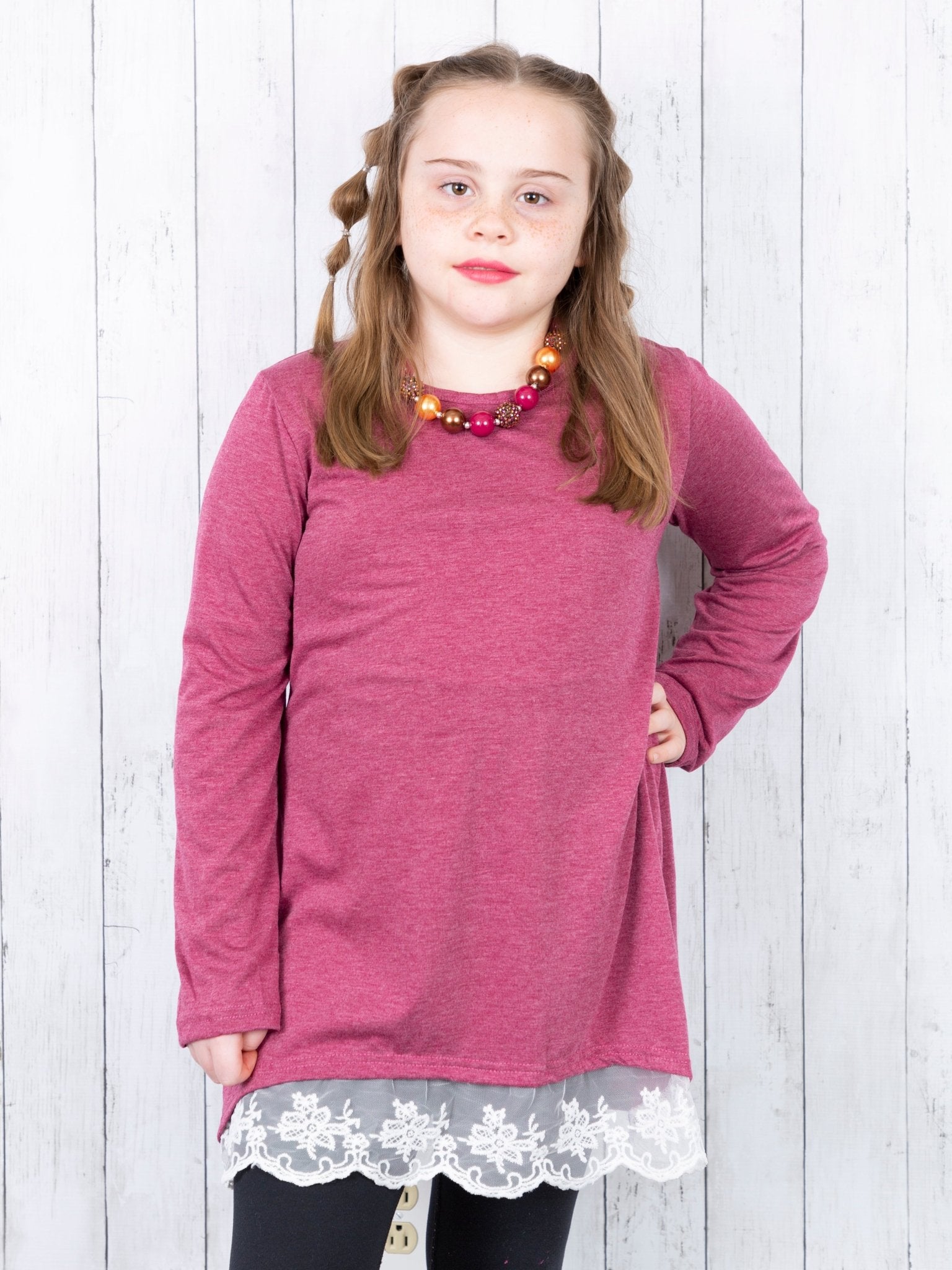 Mom & Me Burgundy Lace Swing Top - Marie Nicole Clothing