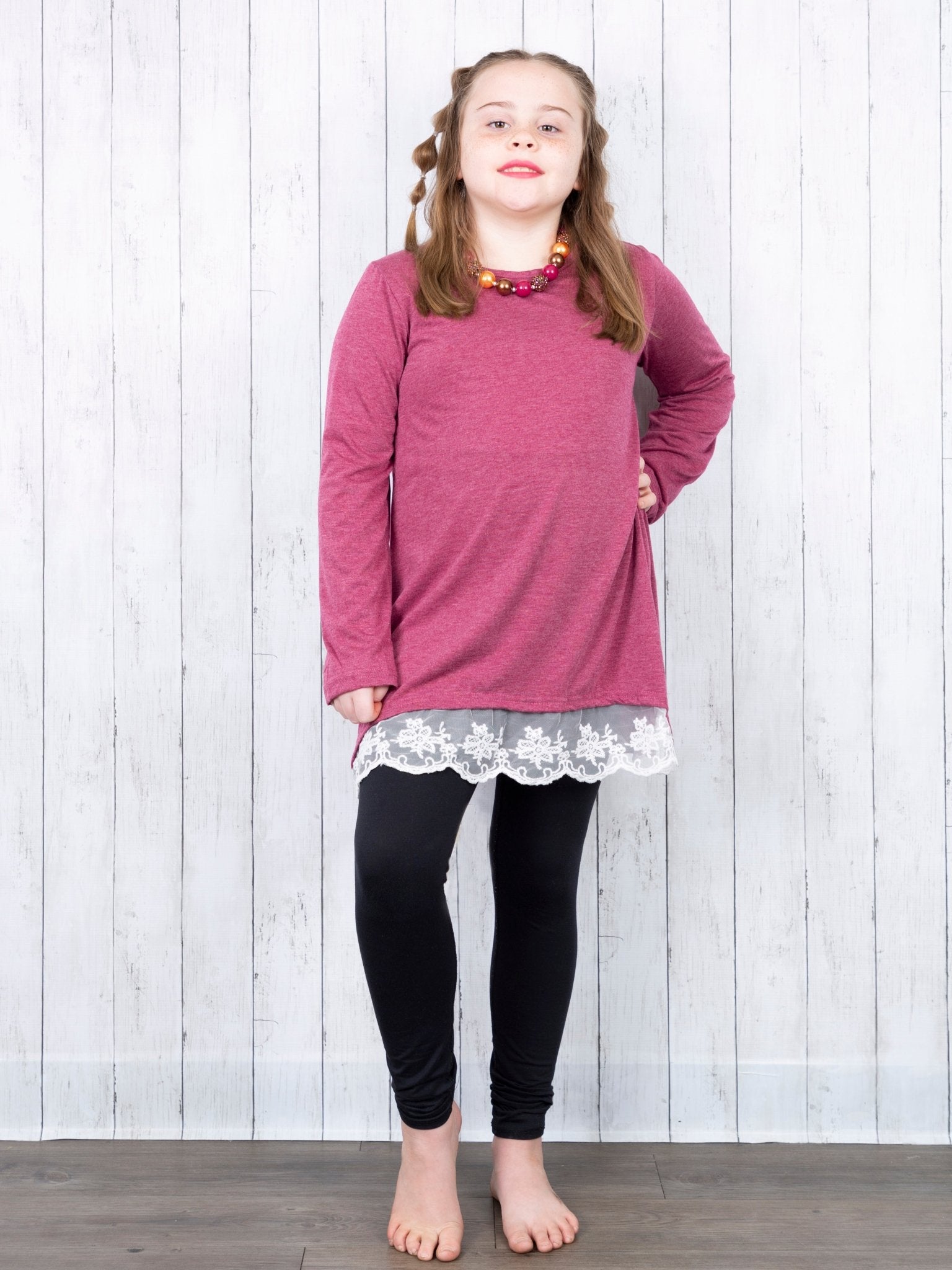 Mom & Me Burgundy Lace Swing Top - Marie Nicole Clothing