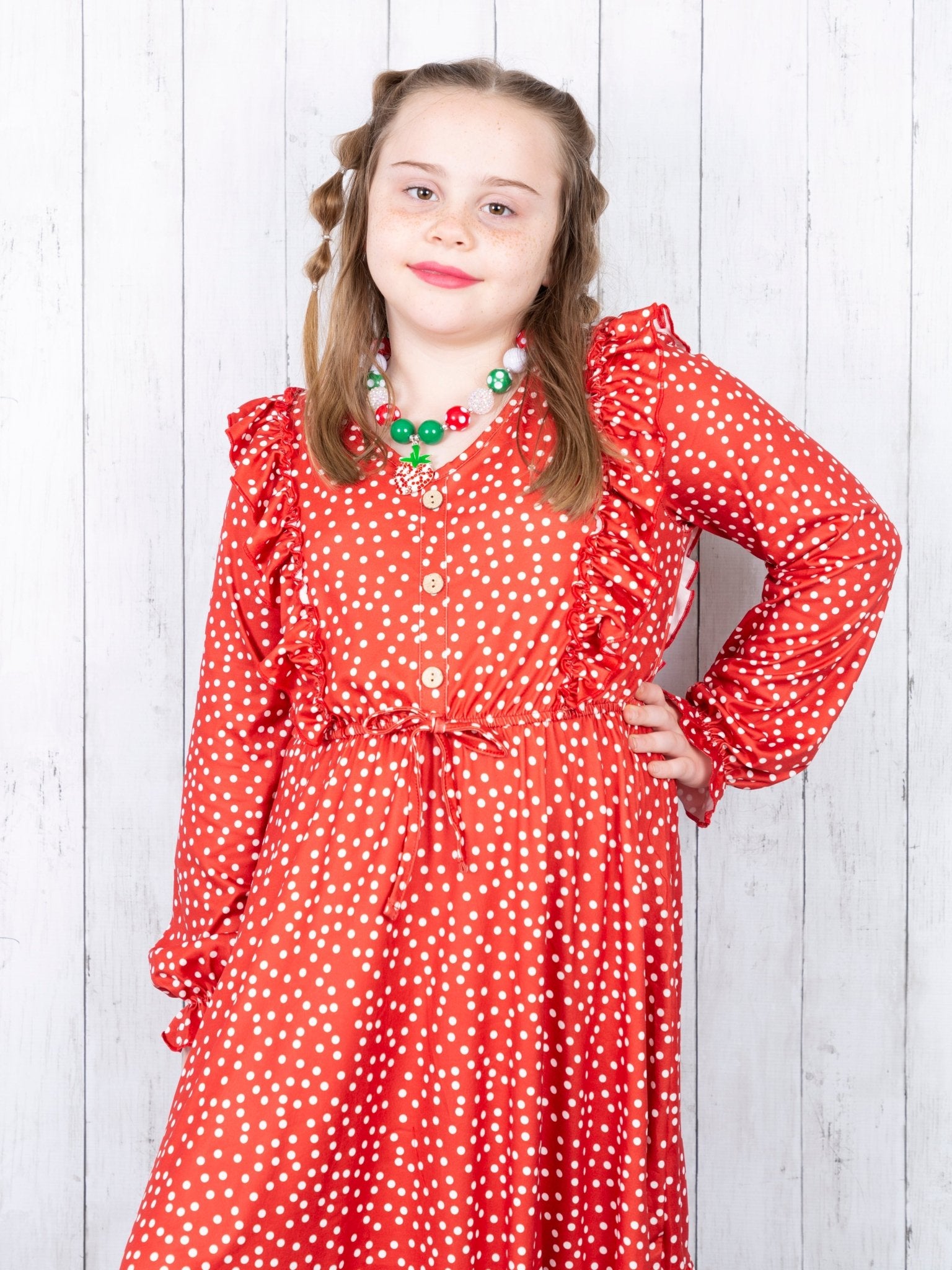 Mom & Me Red Polka Dot Ruffle Dress - Marie Nicole Clothing