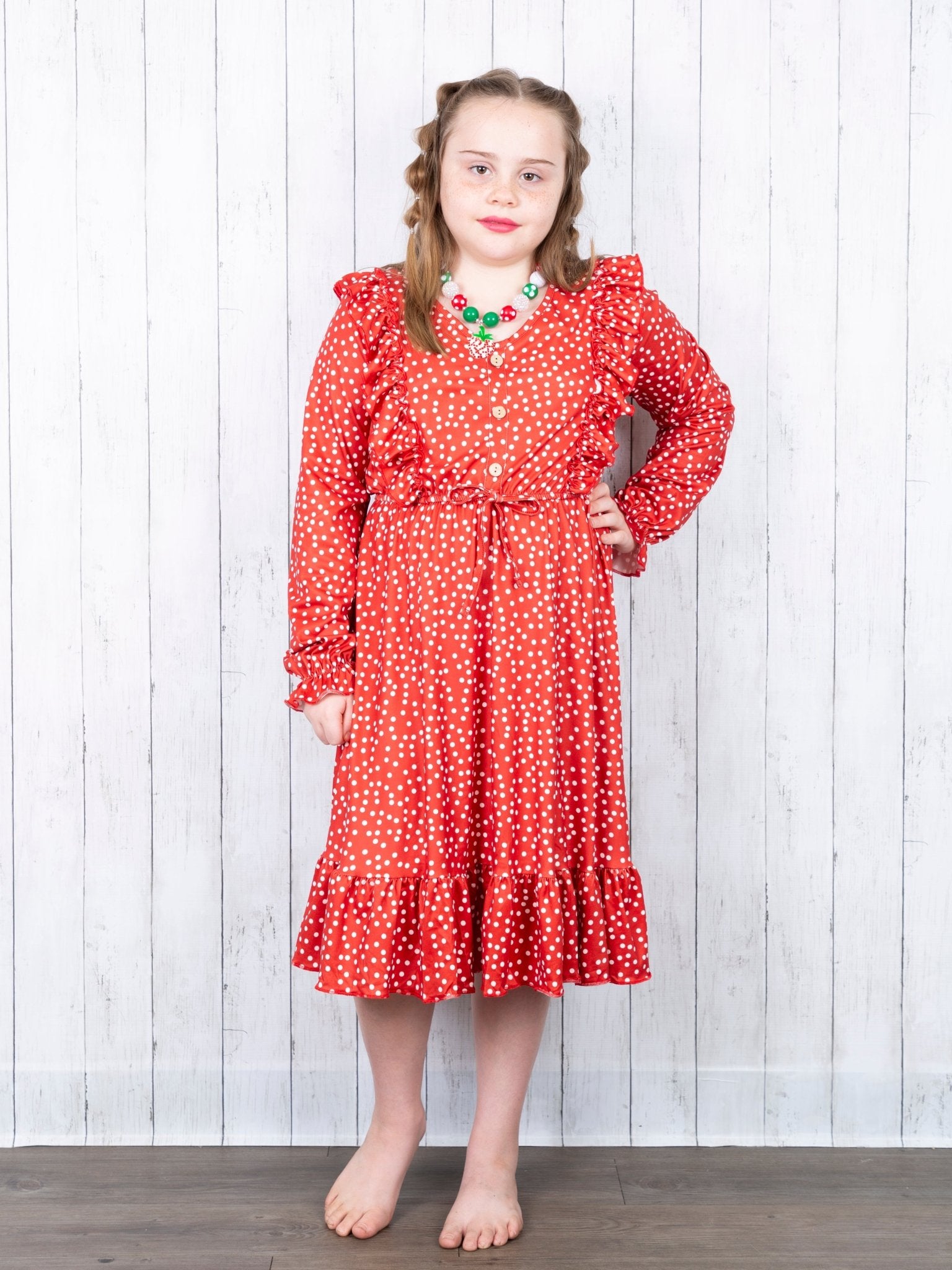 Mom & Me Red Polka Dot Ruffle Dress - Marie Nicole Clothing