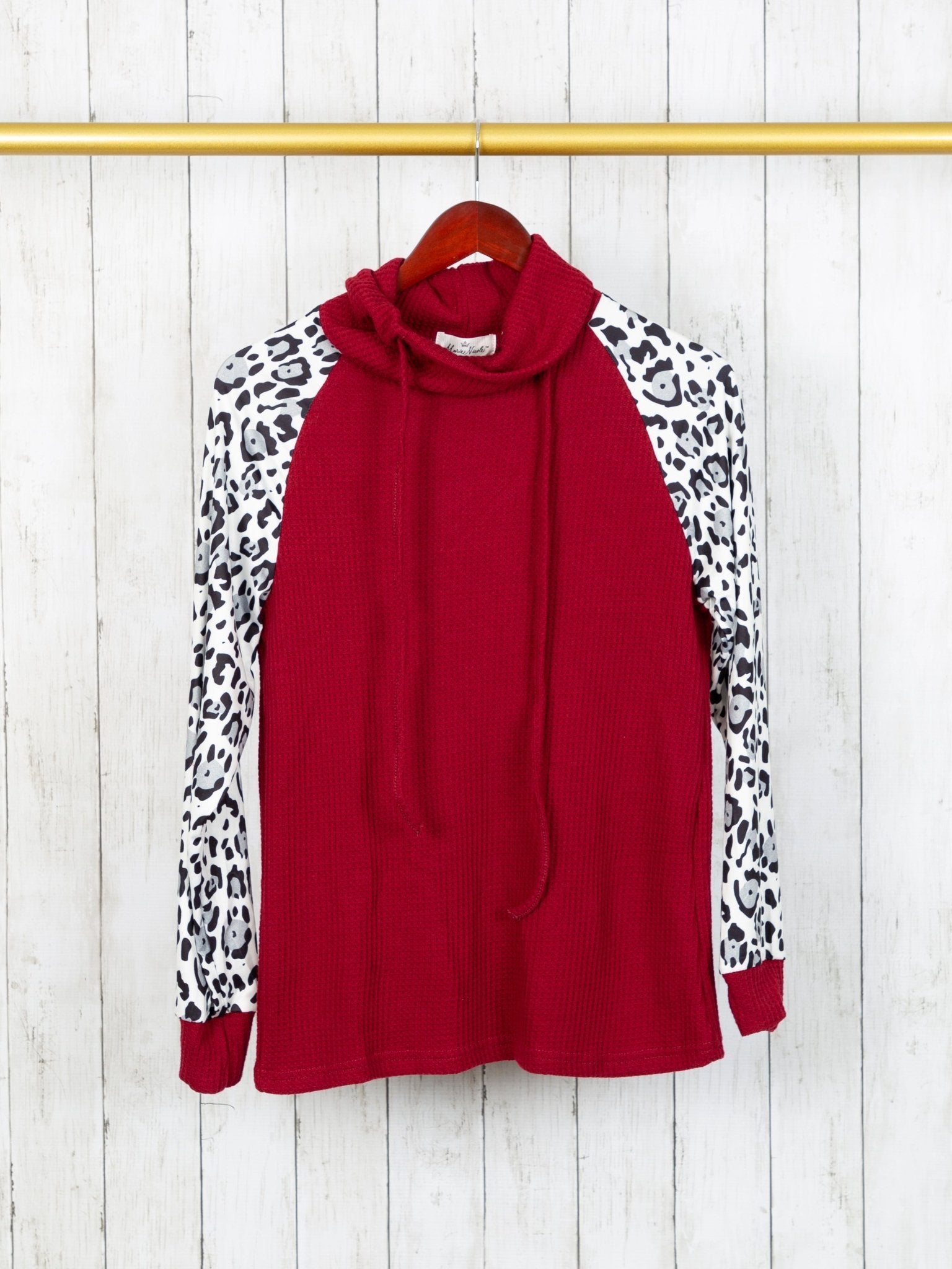 Mom & Me Burgundy Snow Leopard Pullover - Marie Nicole Clothing