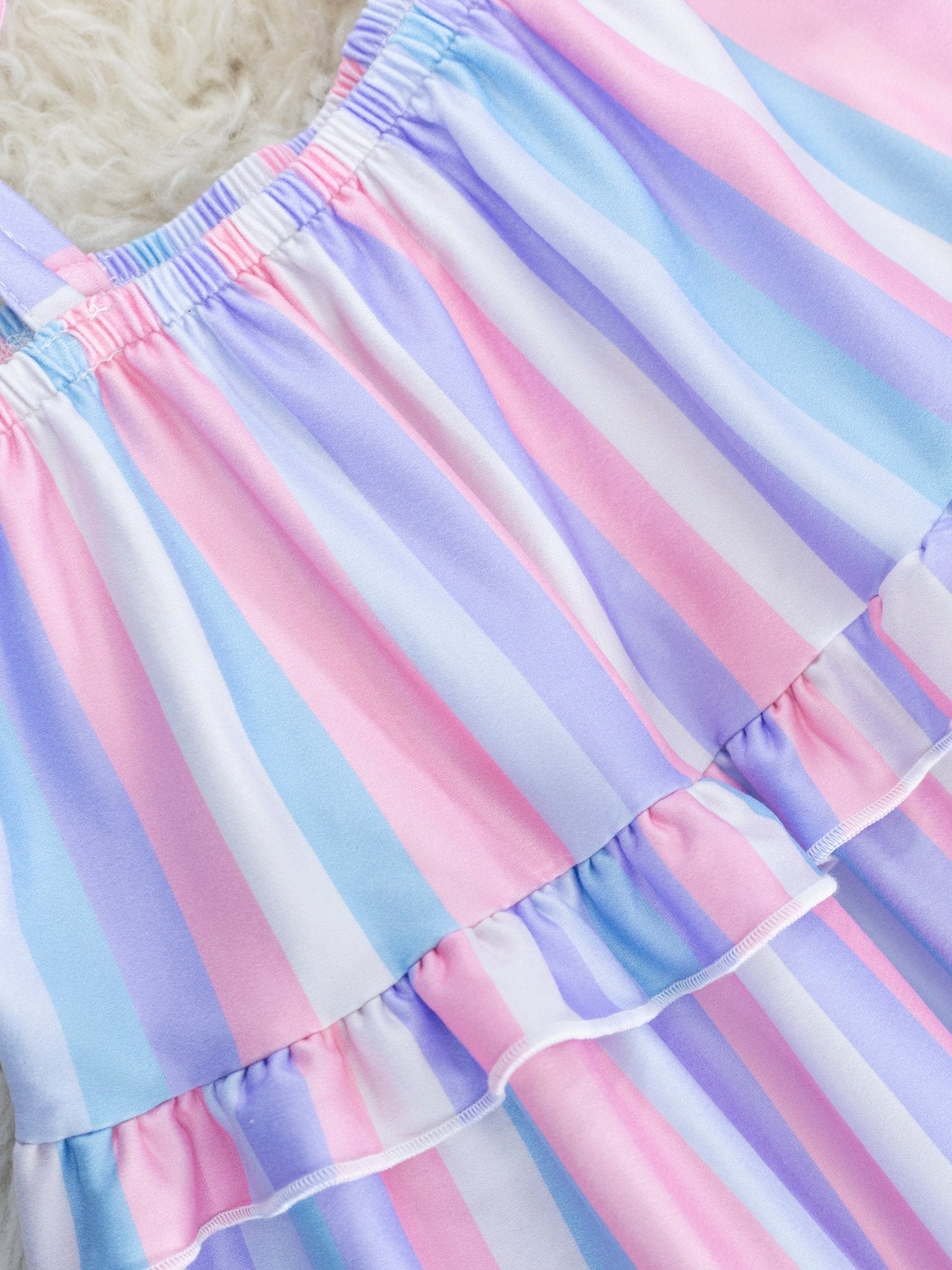 Mauve & Lavender Striped Tiered Tie Top & Bloomers Outfit - Marie Nicole Clothing