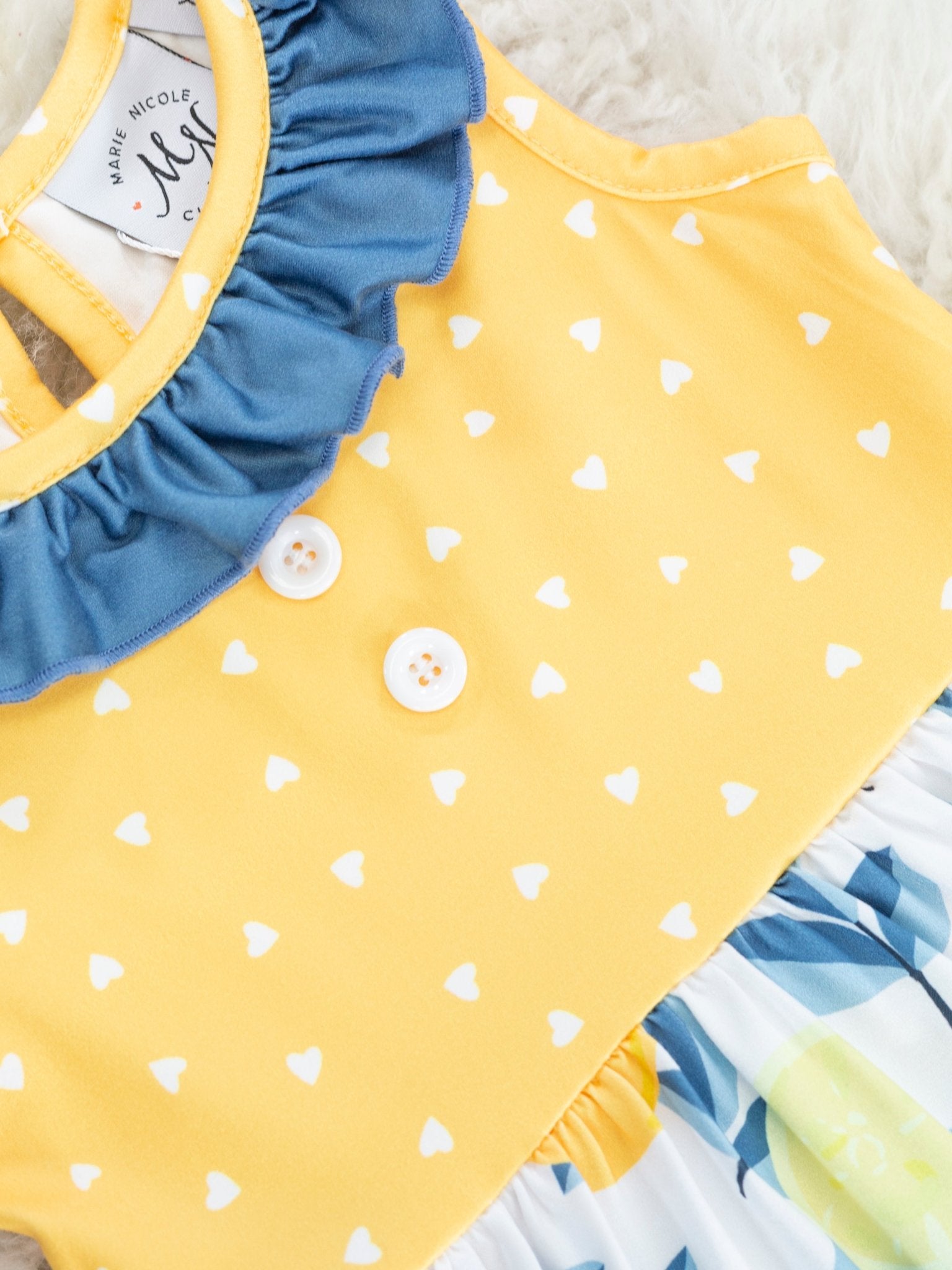 Navy Lemon Ruffle Tank Dress - Marie Nicole Clothing