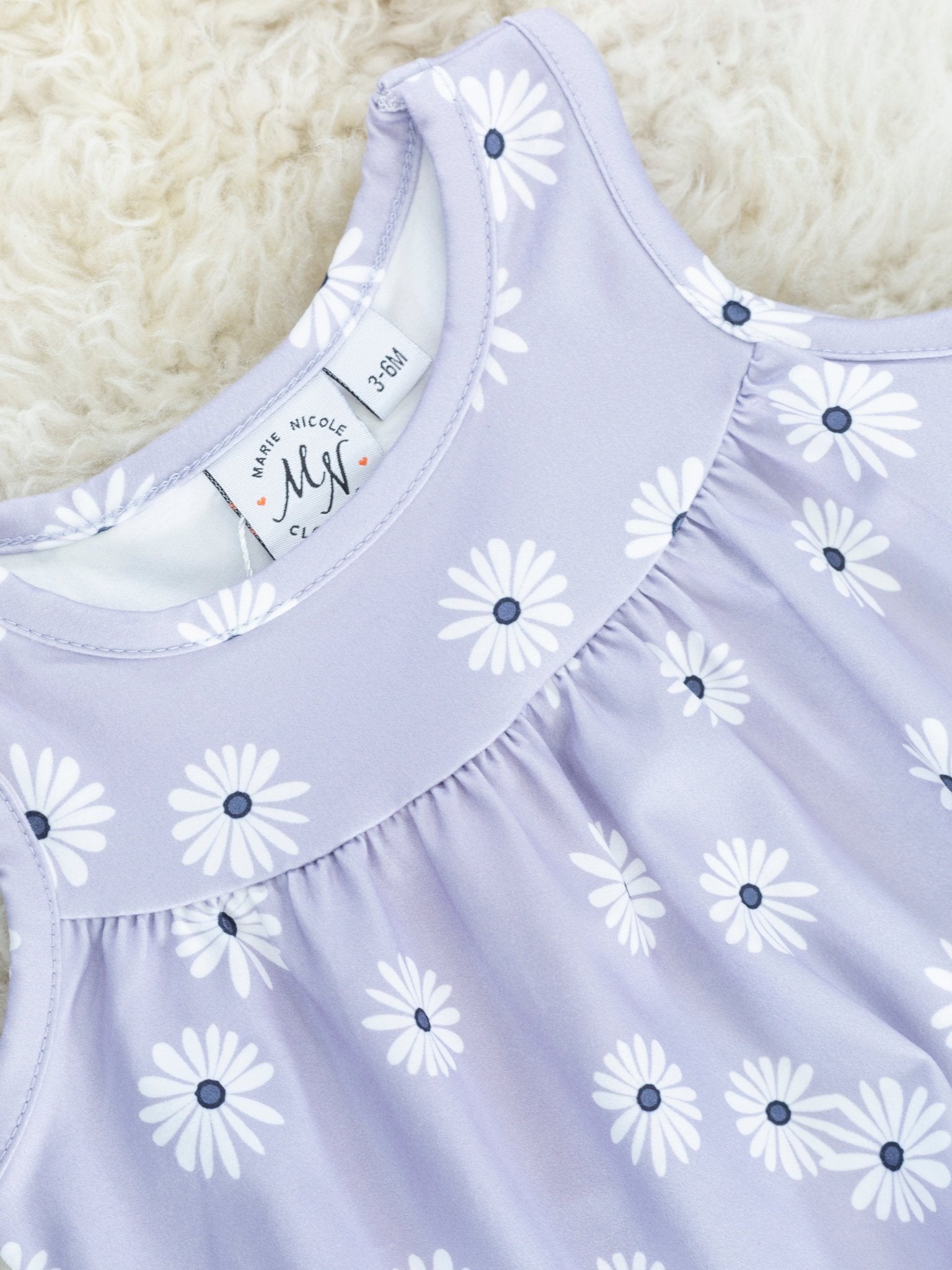 Lilac Grey Daisy Tank Bubble Romper - Marie Nicole Clothing