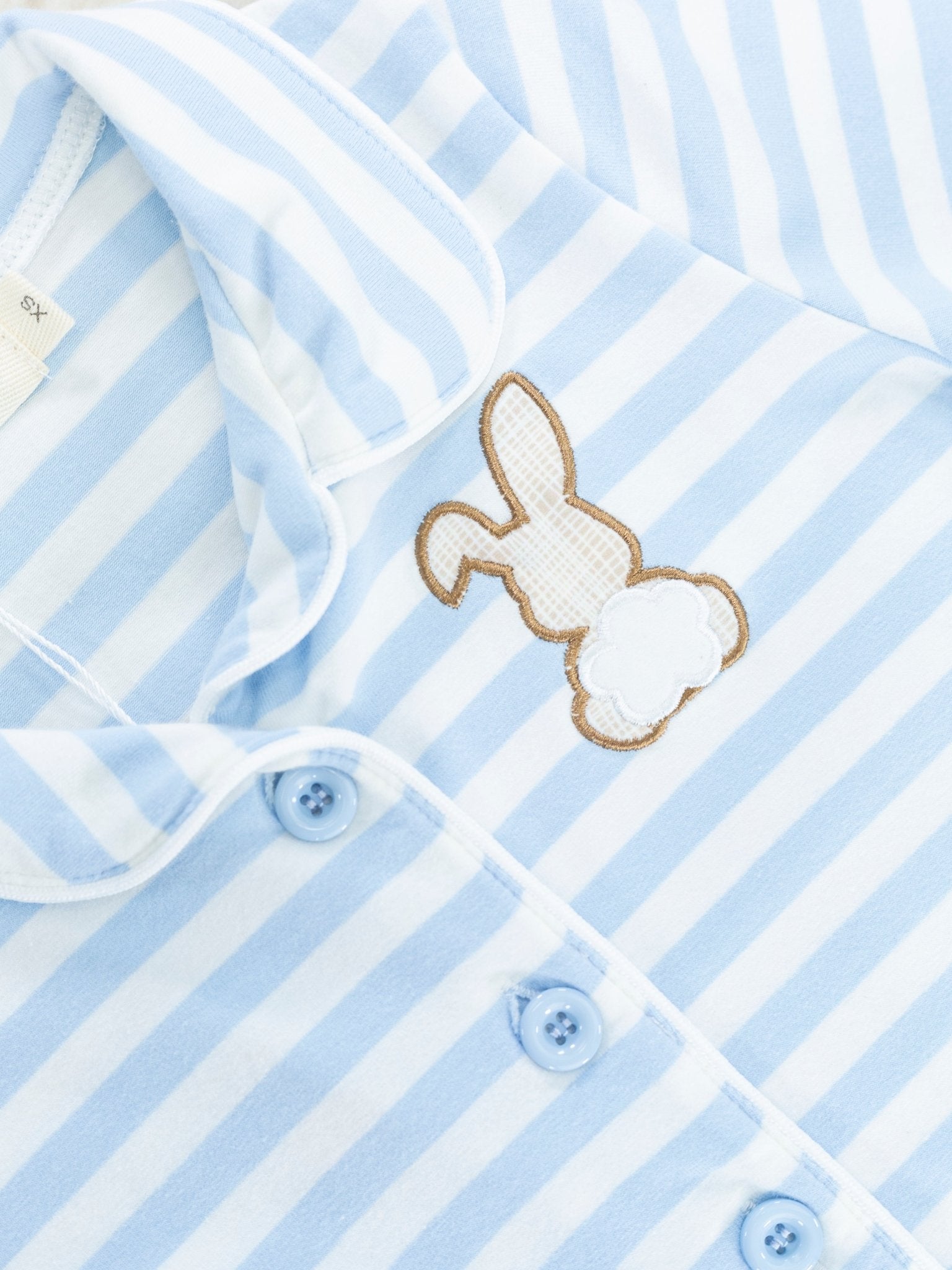 Striped Bunny & Carrots Blue Pajamas - Marie Nicole Clothing