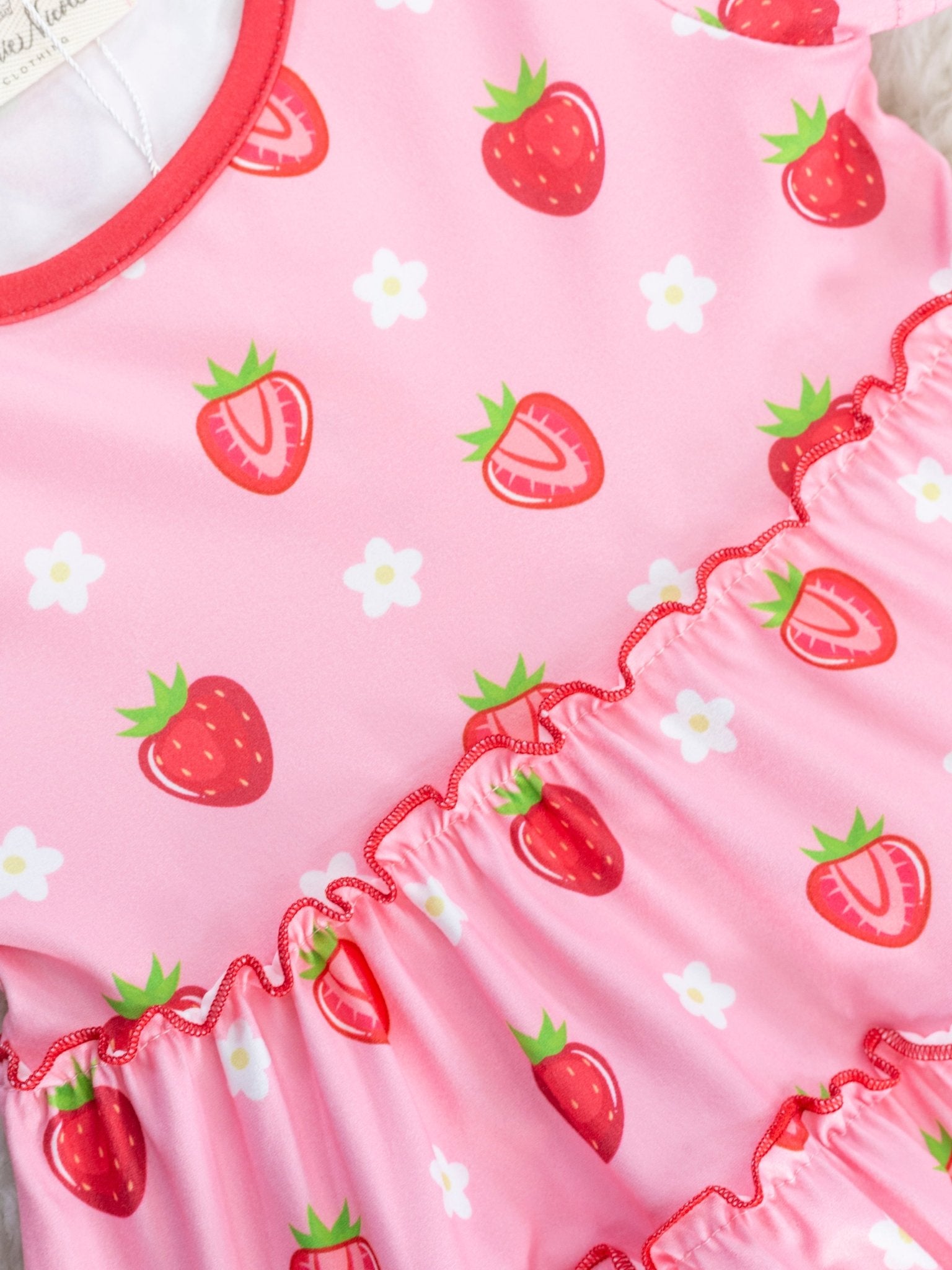 Taffy Pink Tiered Strawberry Dress - Marie Nicole Clothing