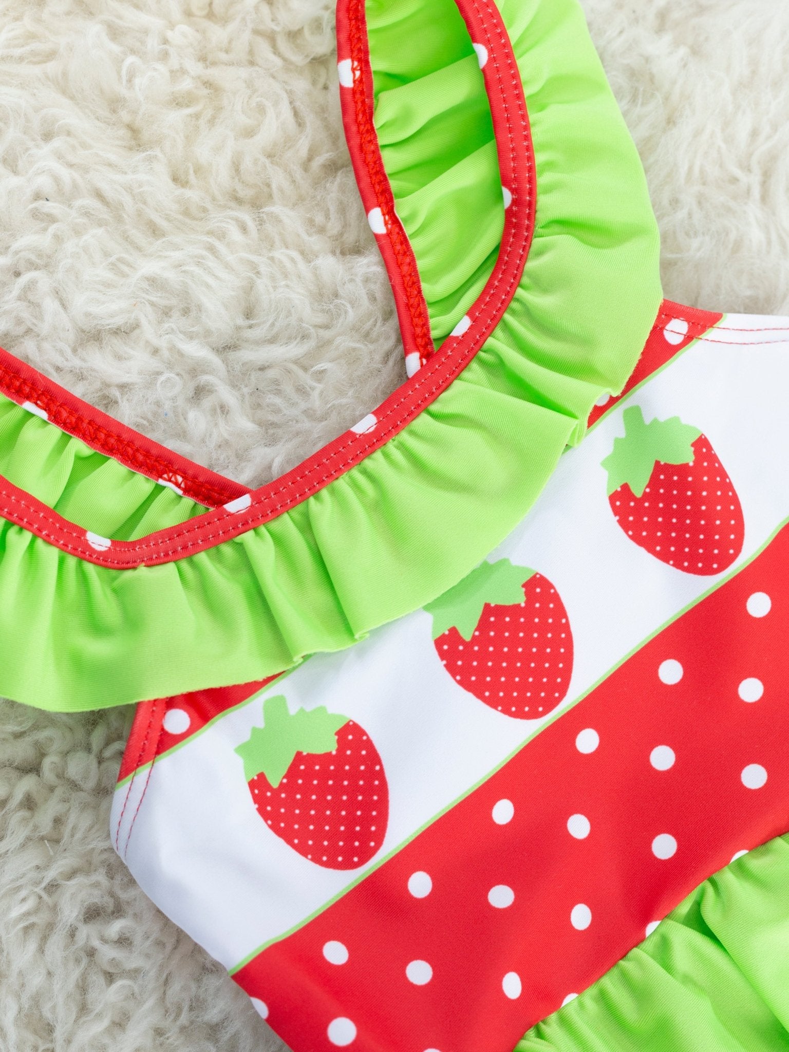 Red & Lime Green Strawberry Swimsuit - Marie Nicole Clothing