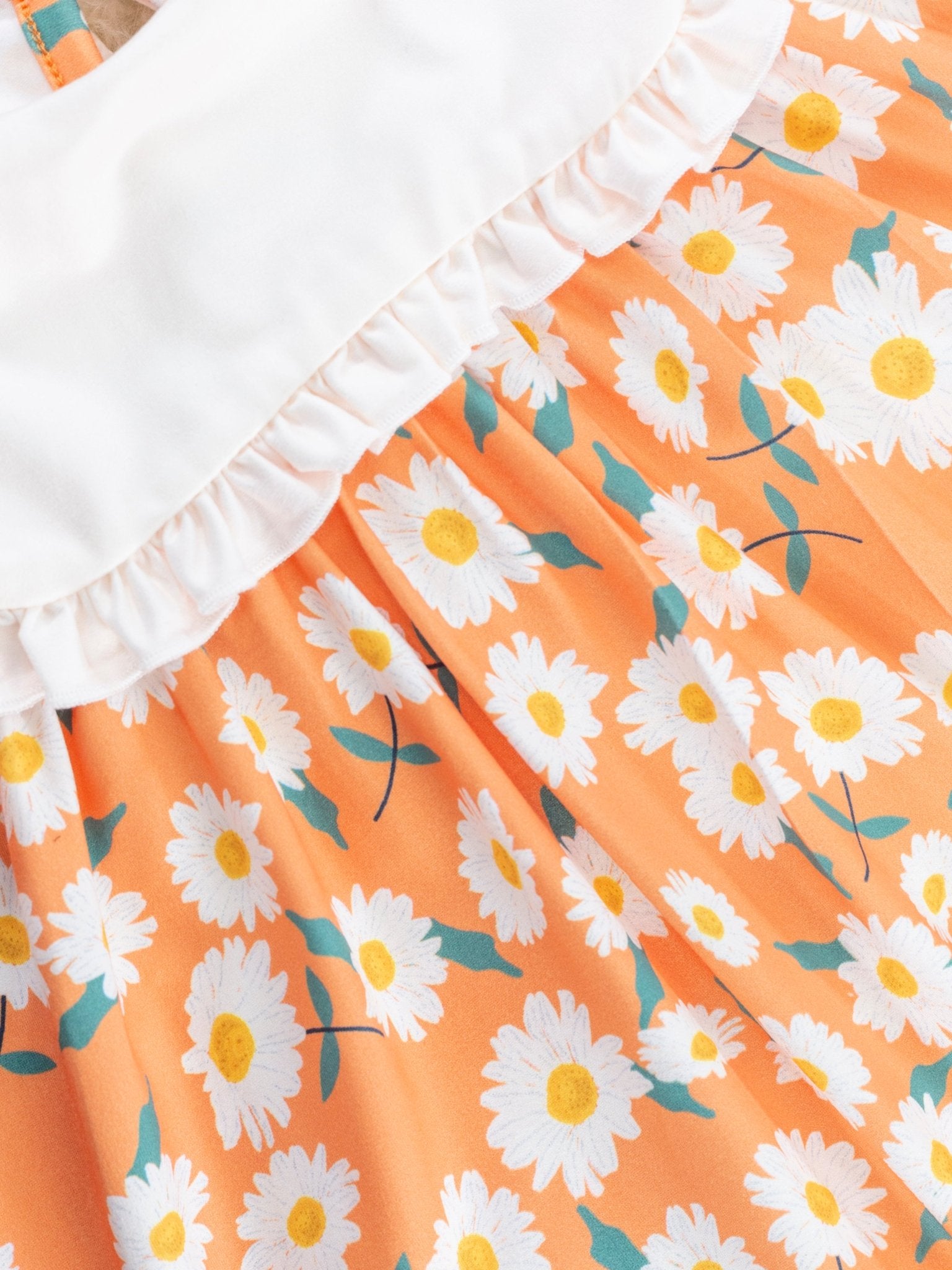 Orange Daisy Bib Collar Dress - Marie Nicole Clothing