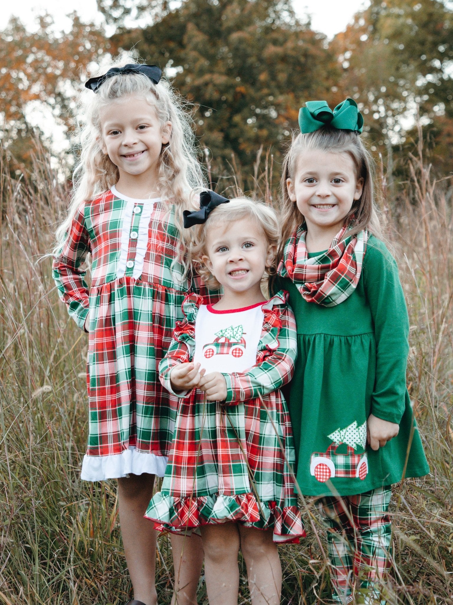 Red & Green Plaid Ruffle Dress - Marie Nicole Clothing