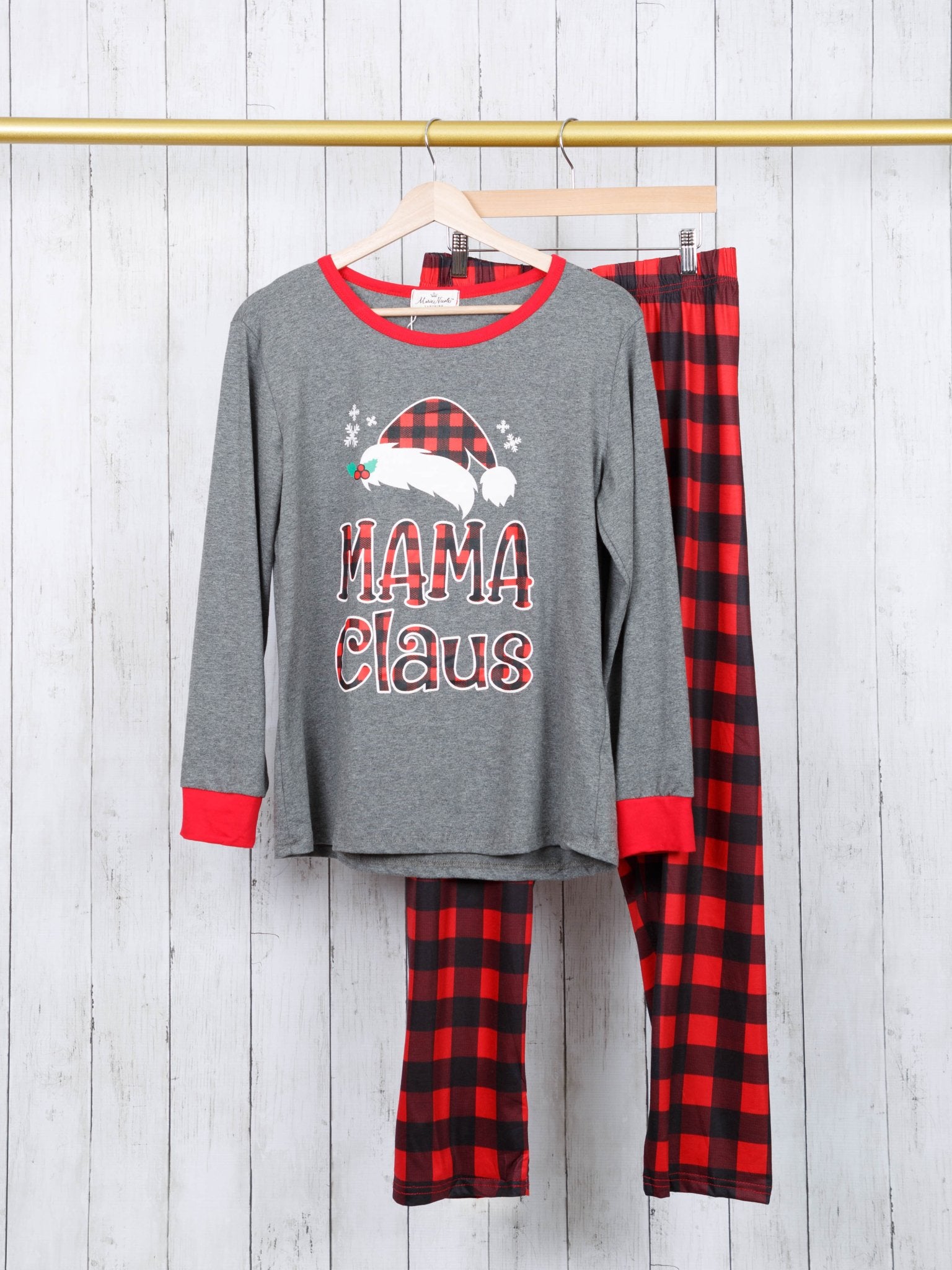 Mom & Me Grey Plaid Pajamas - Marie Nicole Clothing