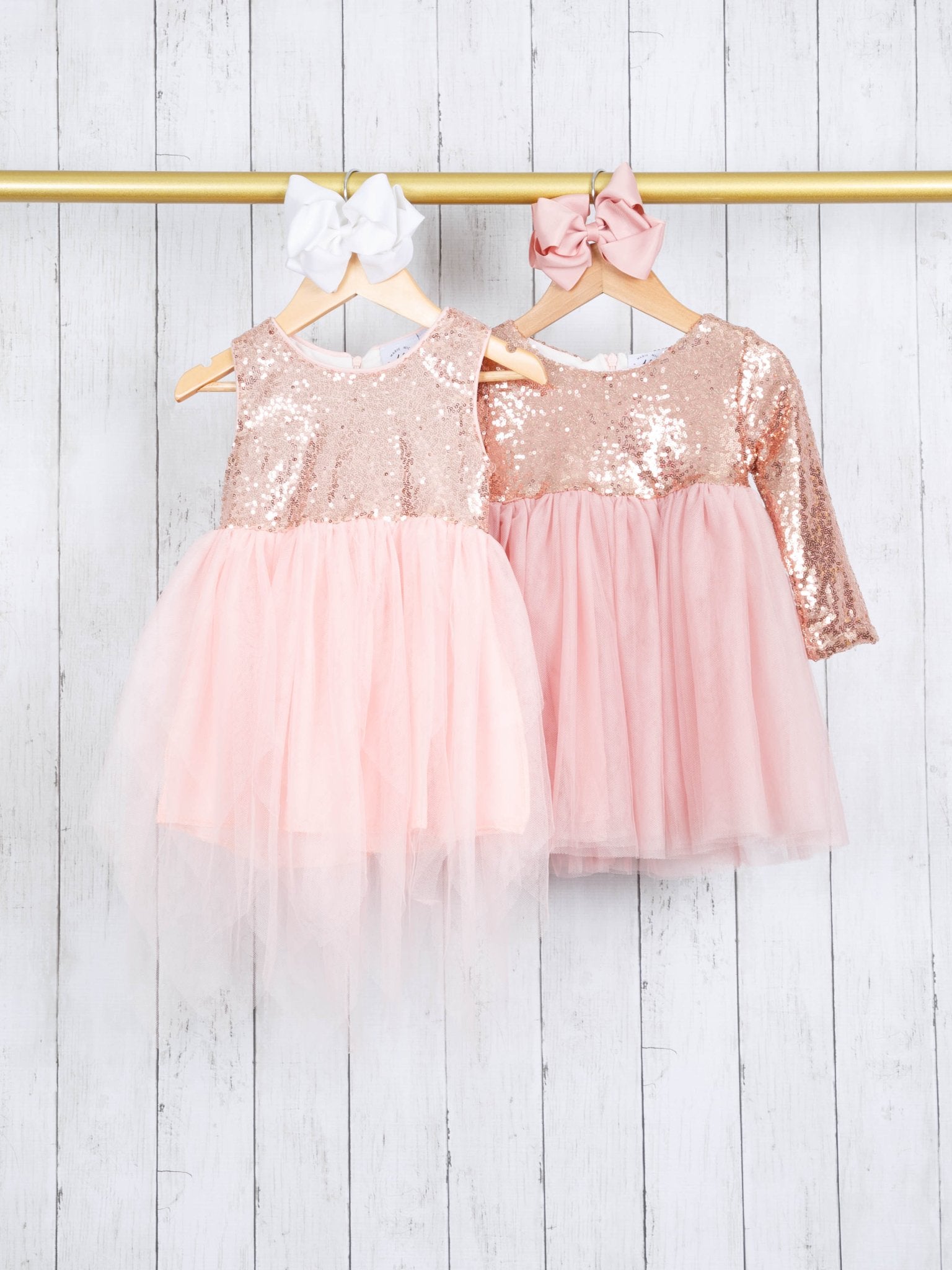 Rose Gold Tulle Sequin Dress Marie Nicole Clothing Rose Gold Tulle Sequin Dress Marie Nicole Clothing