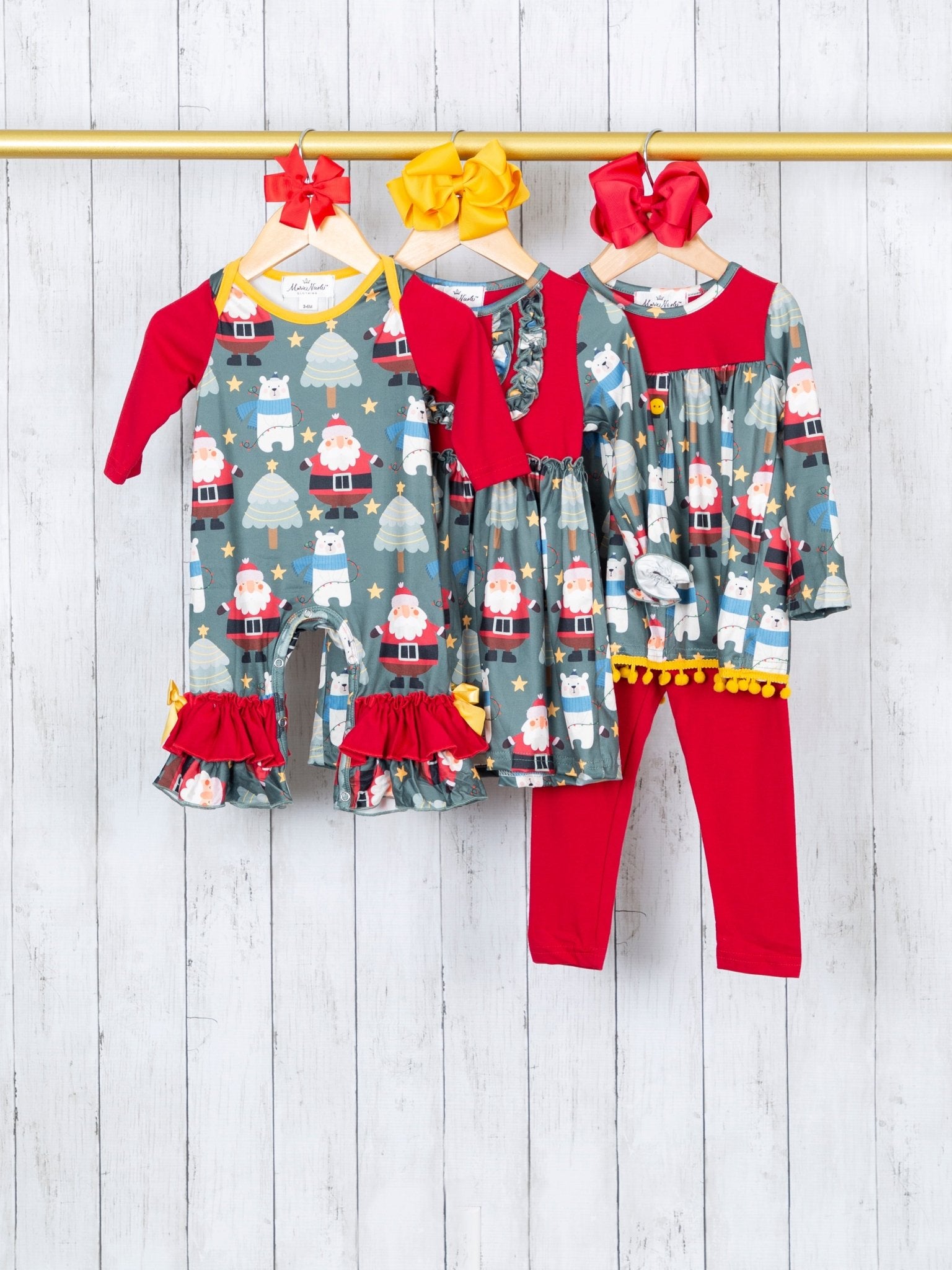 Green Santa Ruffle Outfit - Marie Nicole Clothing