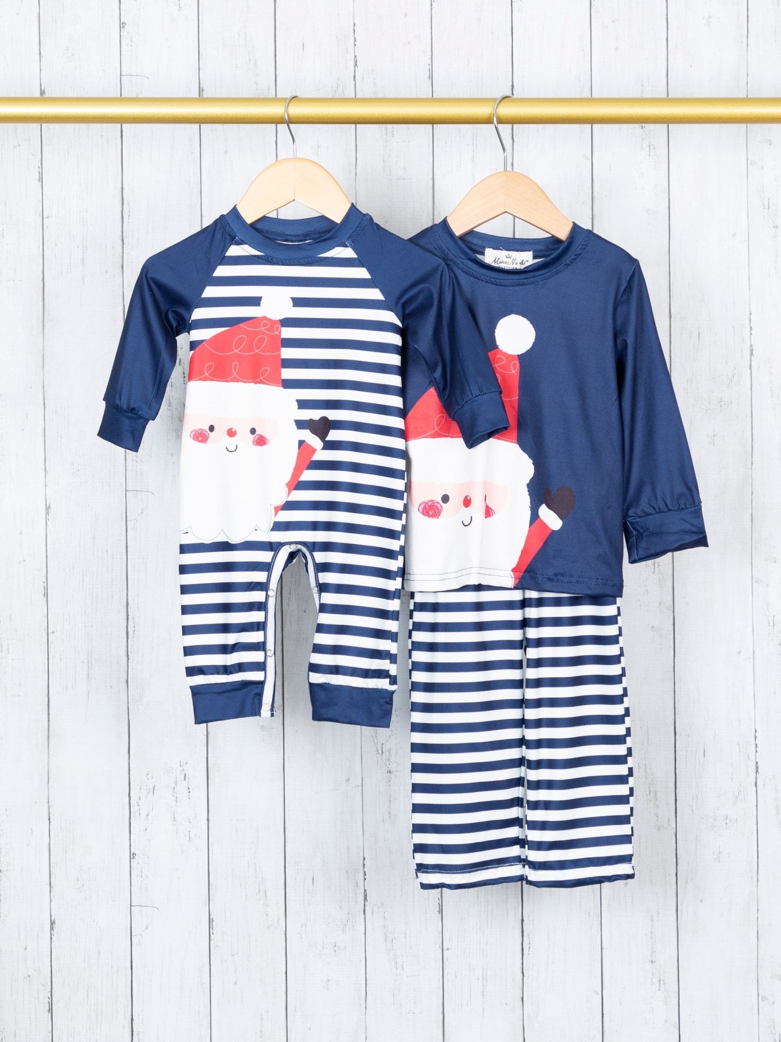 Striped Jolly Santa Romper - Marie Nicole Clothing