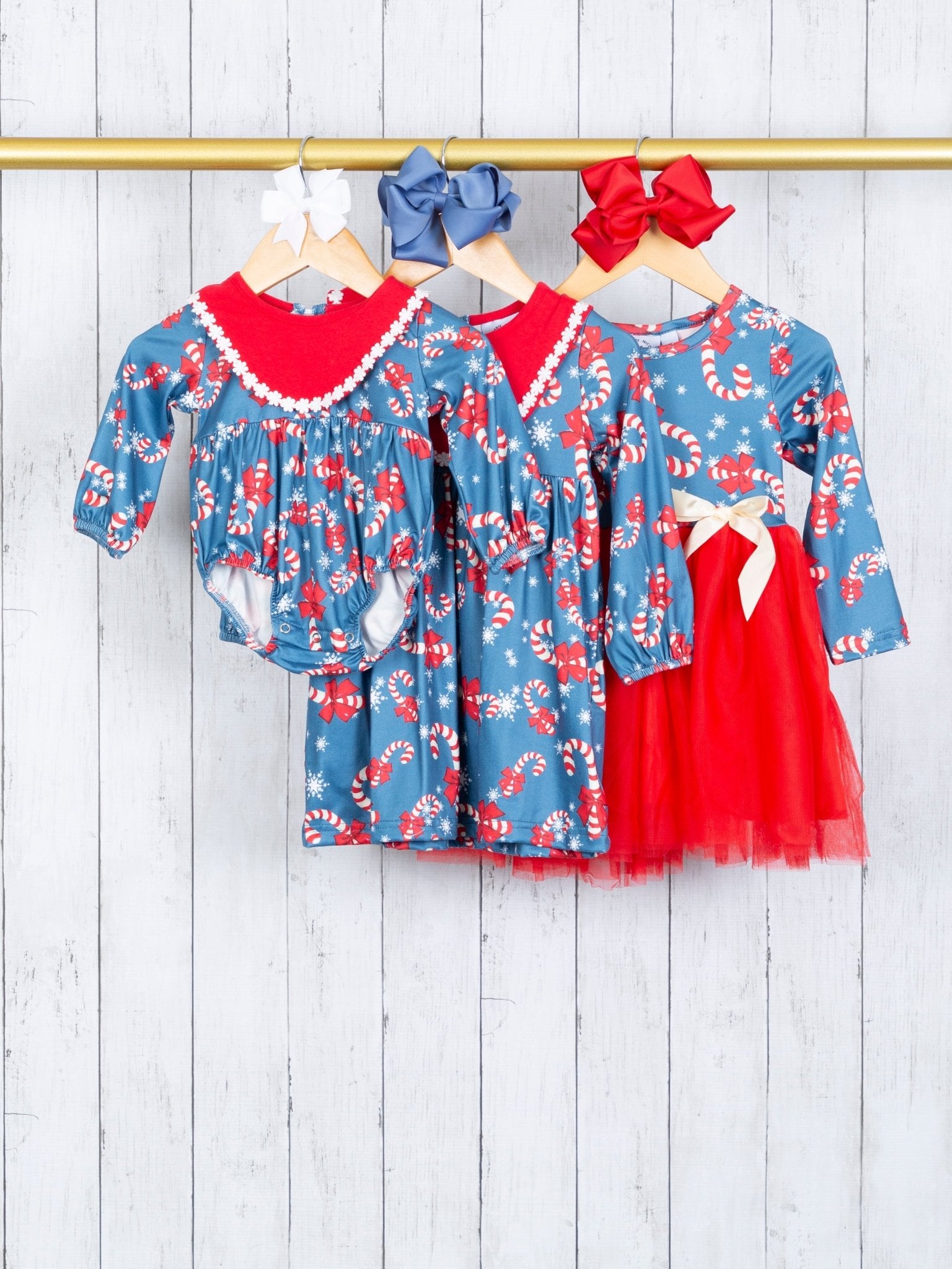 Candycane Tulle Bow Dress - Marie Nicole Clothing