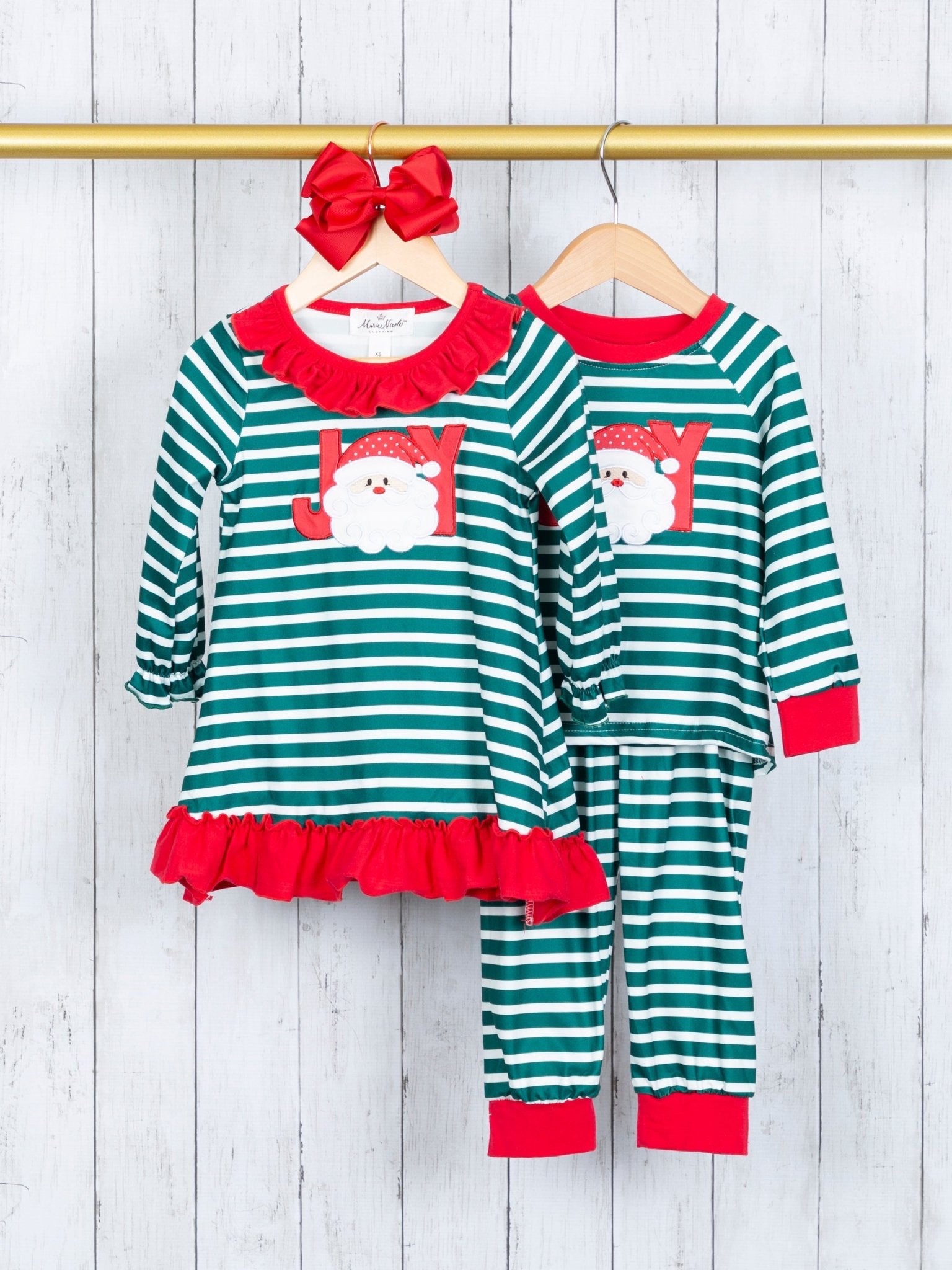 Striped "JOY" Pajamas - Marie Nicole Clothing